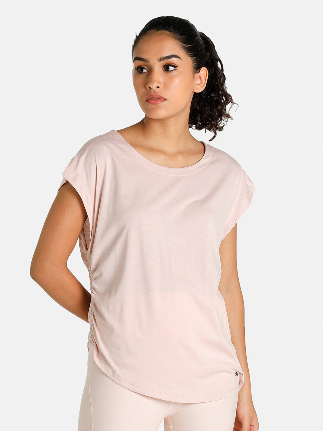 Puma Women Pink Solid Studio Foundation Training T-shirt