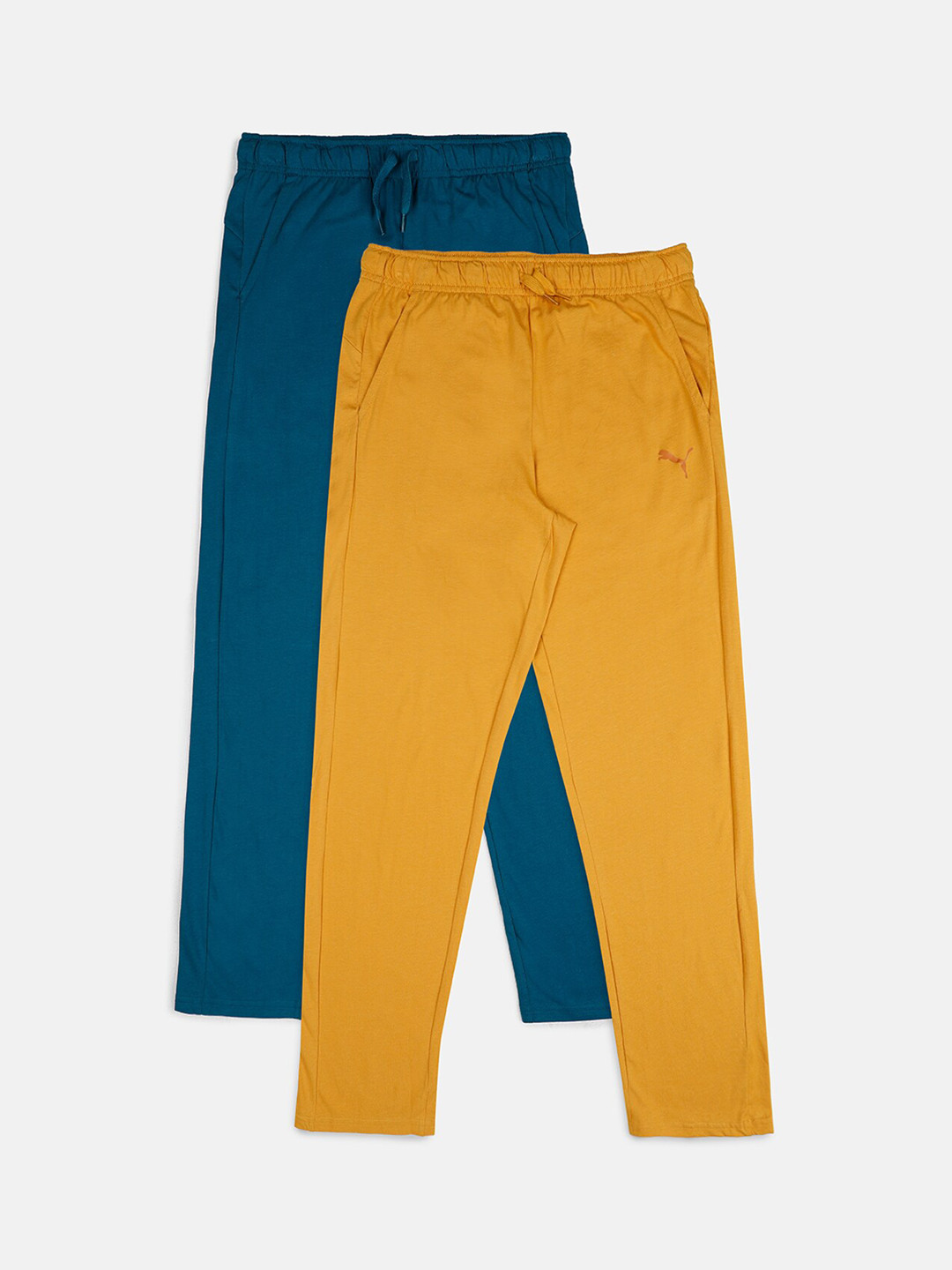Puma Boys Pack Of 2 Blue & Yellow Cotton Track Pants