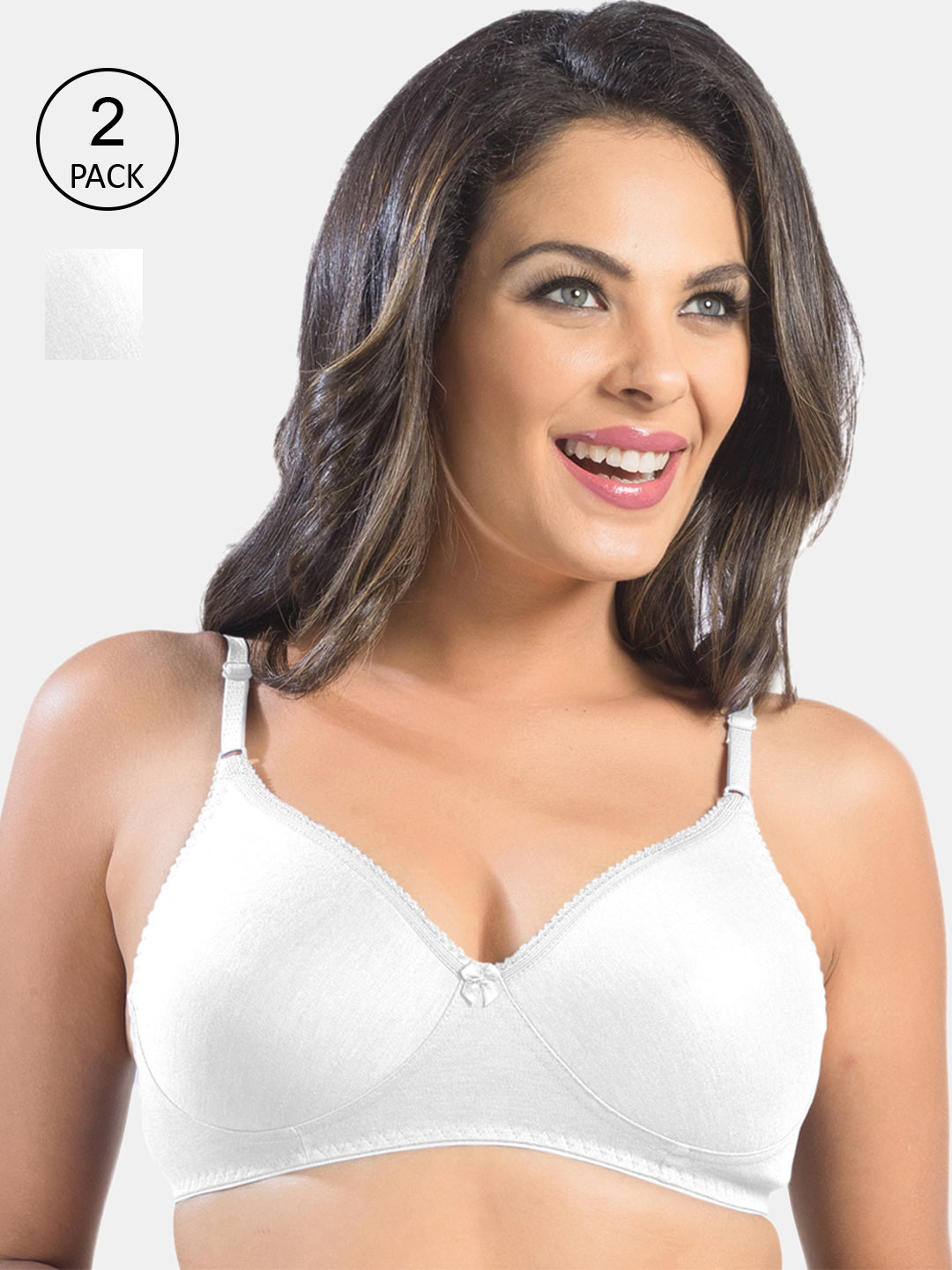 Sonari Women Pack of 2 White Seamless Regular Bra