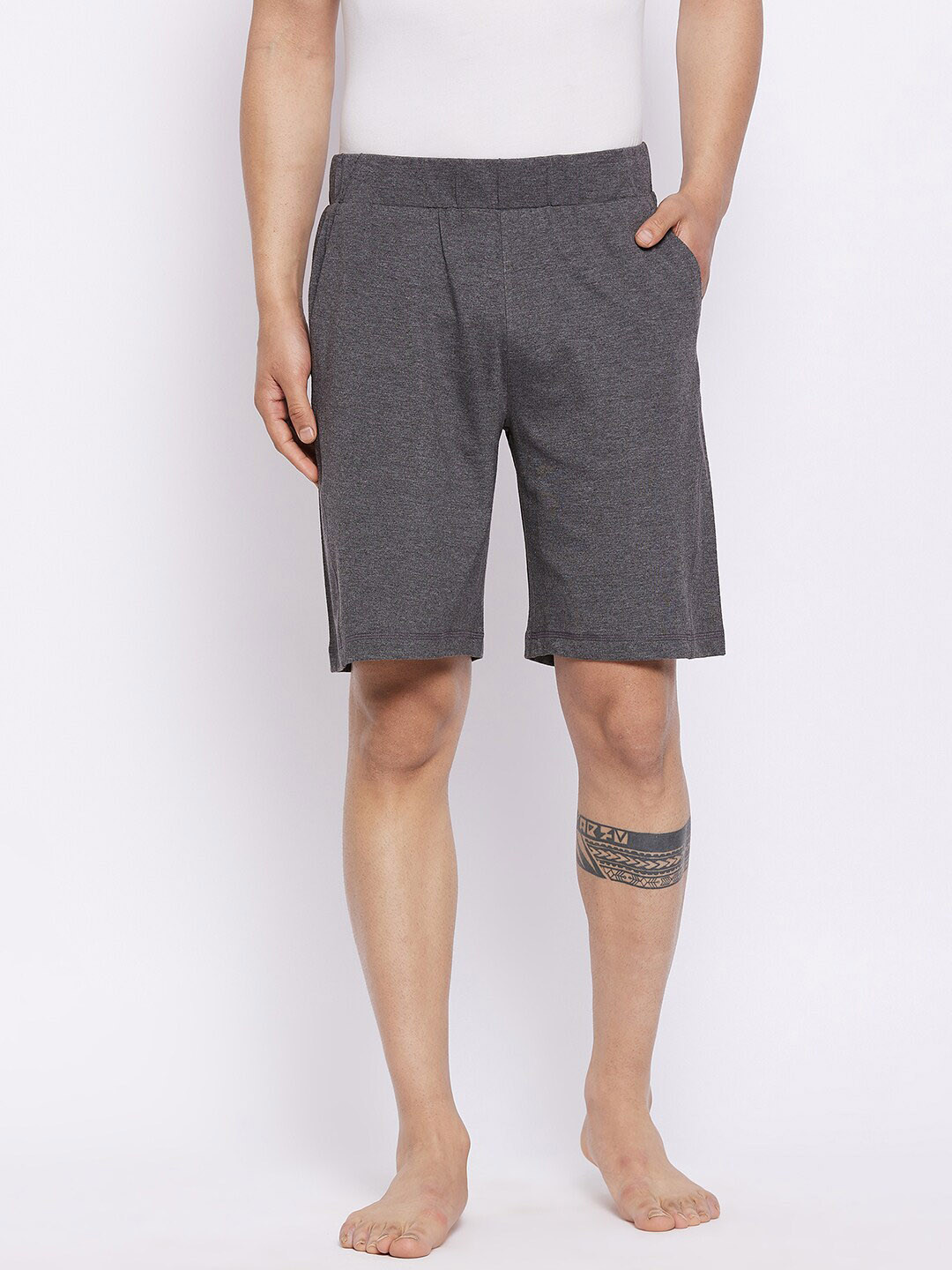 Hypernation Men Charcoal Loose Fit Yoga Shorts