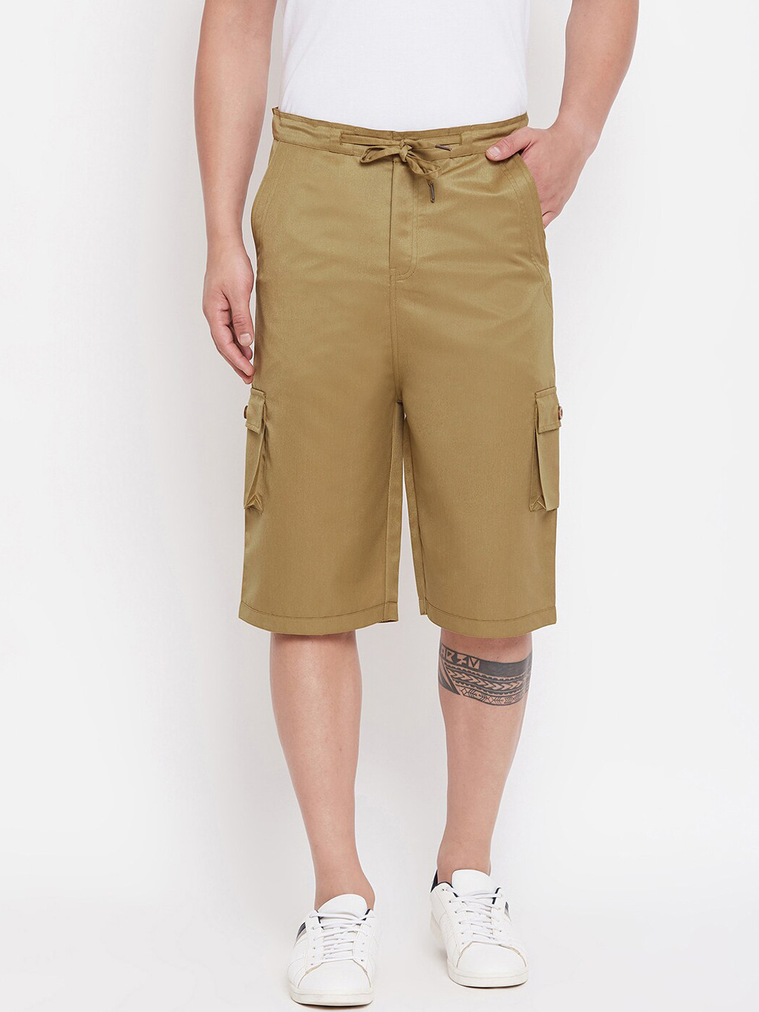 Hypernation Men Khaki Cargo Shorts