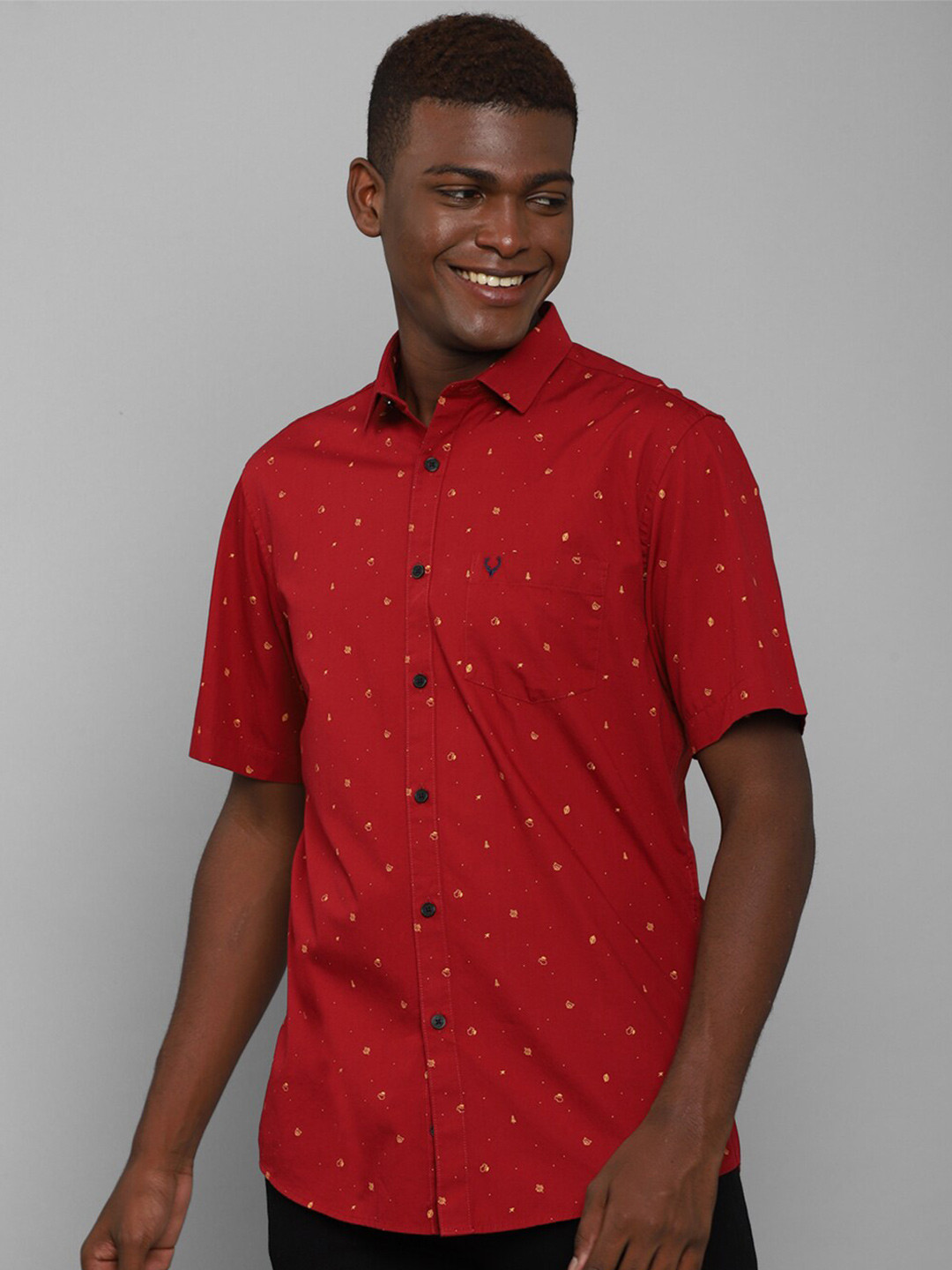 Allen Solly Men Red Slim Fit Printed Casual Shirt