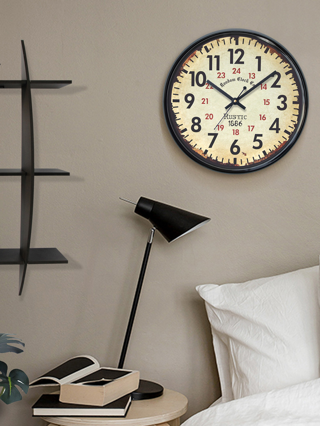 RANDOM Beige & Black Twenty Four 30 cm Analogue Wall Clock