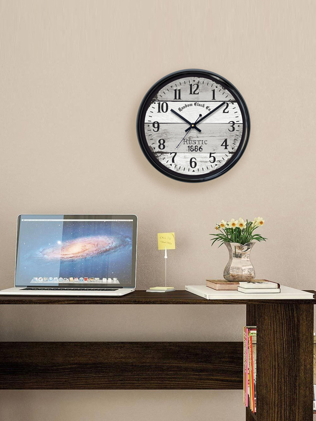 RANDOM Grey Plastic Large Display Round Battery Analogue Wall Clock-30cm
