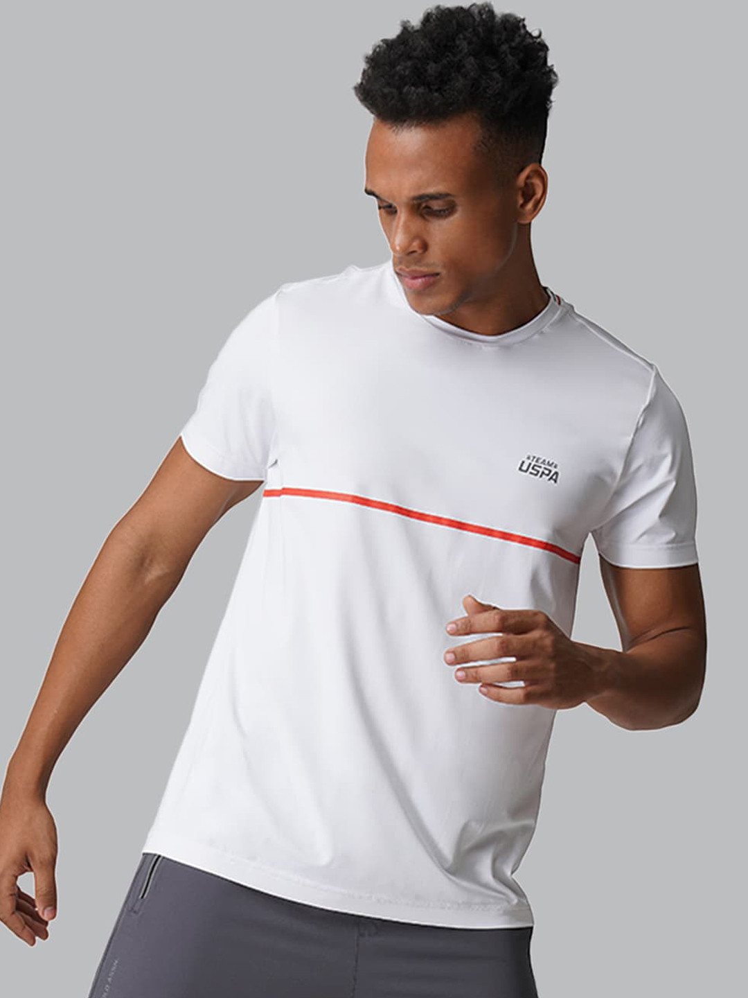 U.S. Polo Assn. Men White Solid Athleisure T-shirts