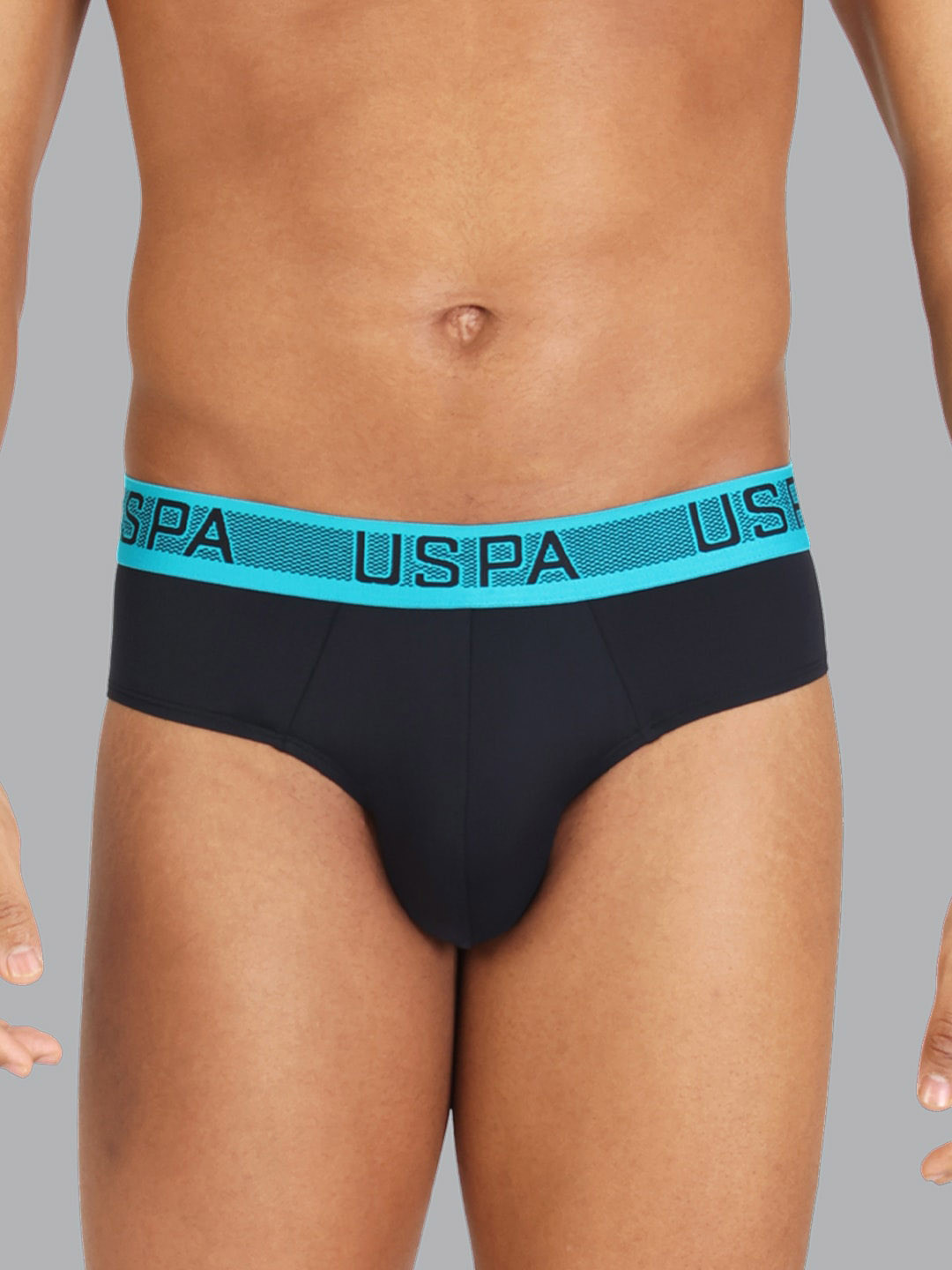 U.S. Polo Assn. Men Black Solid Basic Briefs