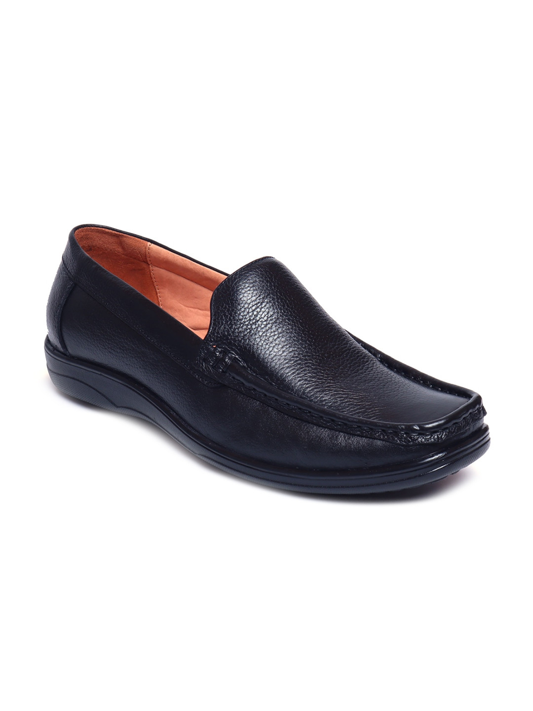 Zoom Shoes Men Black Solid Leather Formal Loafer