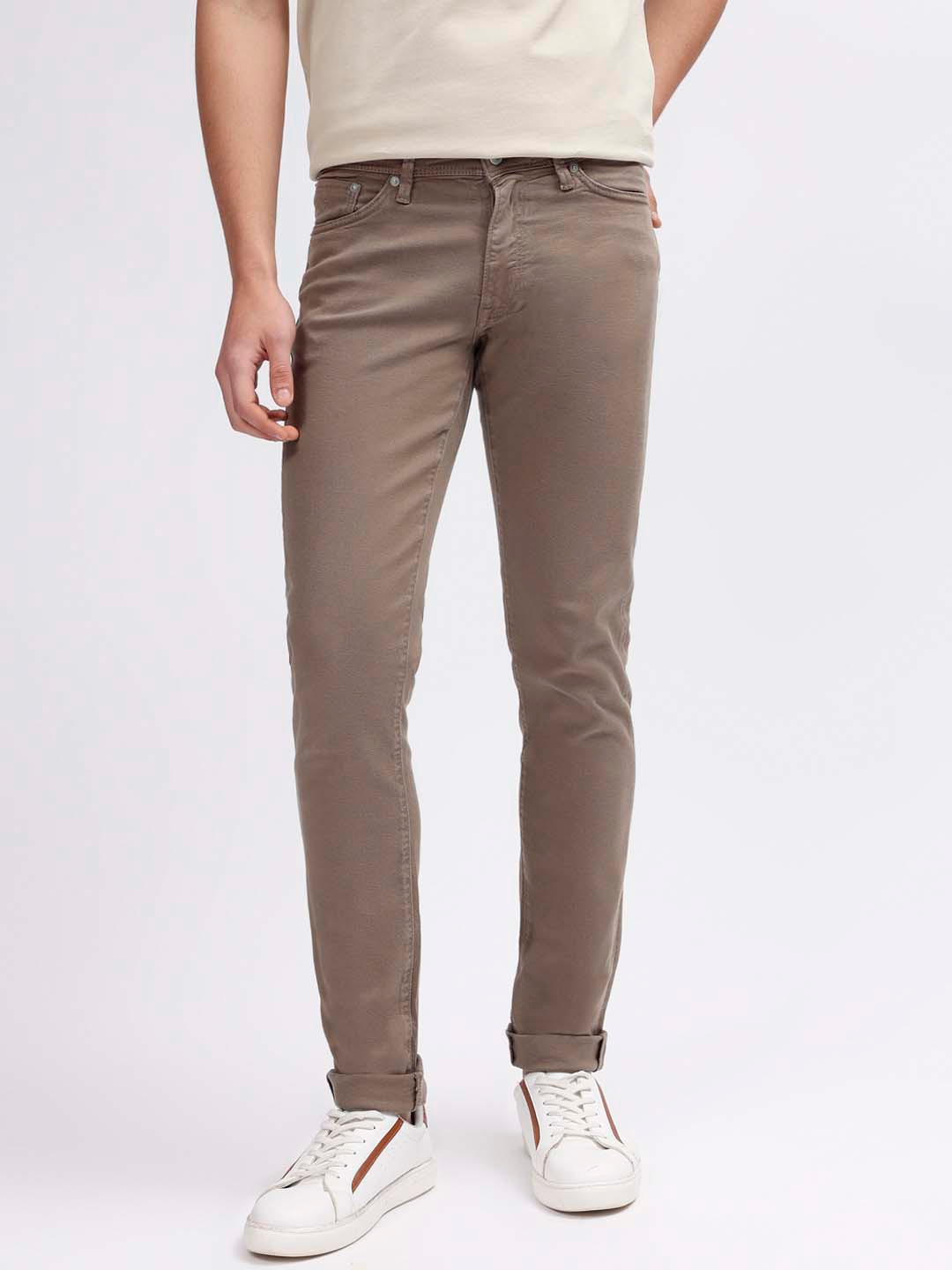 GANT Men Brown Solid Slim Fit Jeans