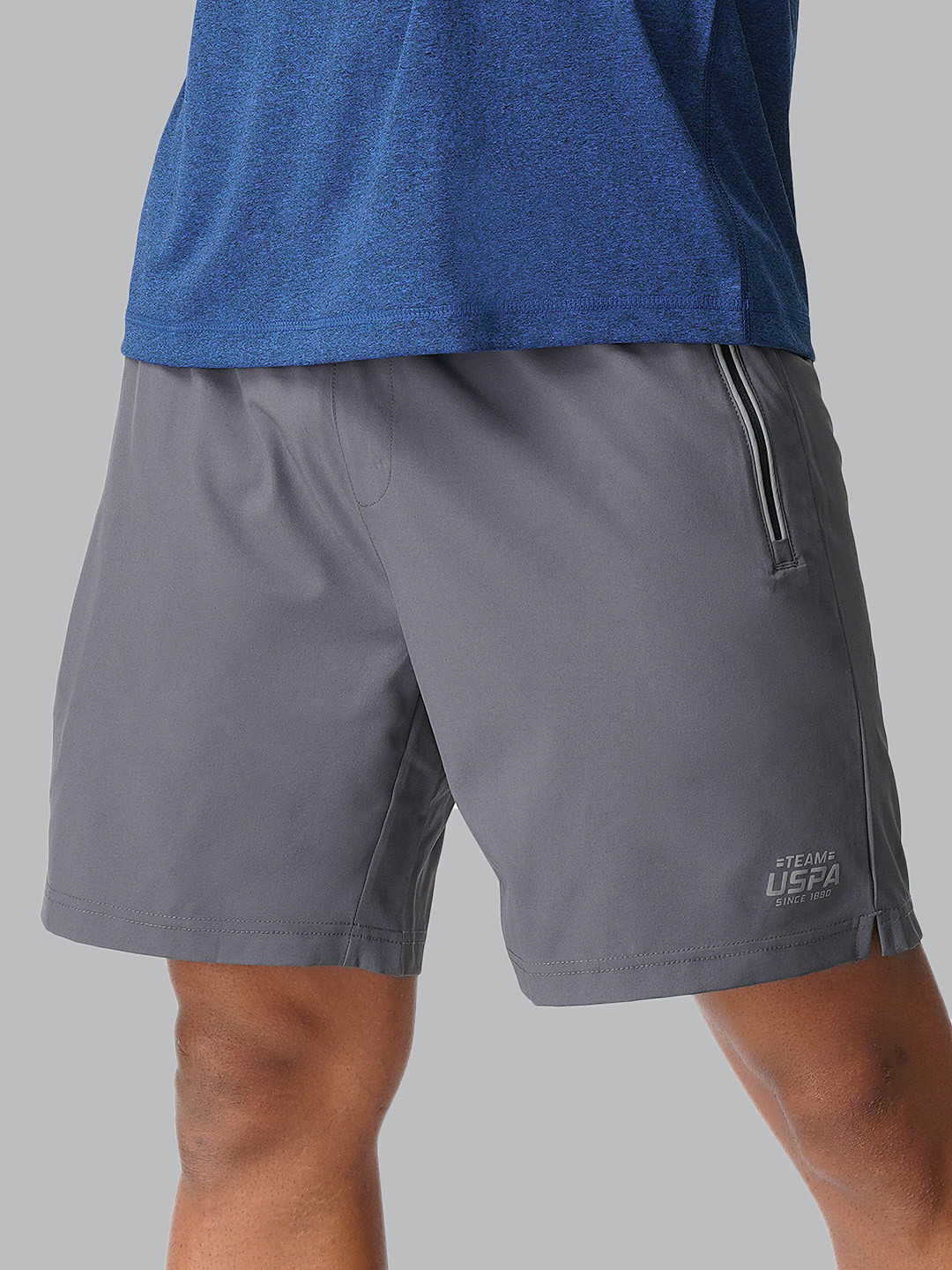U S Polo Assn Men Grey Sports Athleisure Lounge Shorts