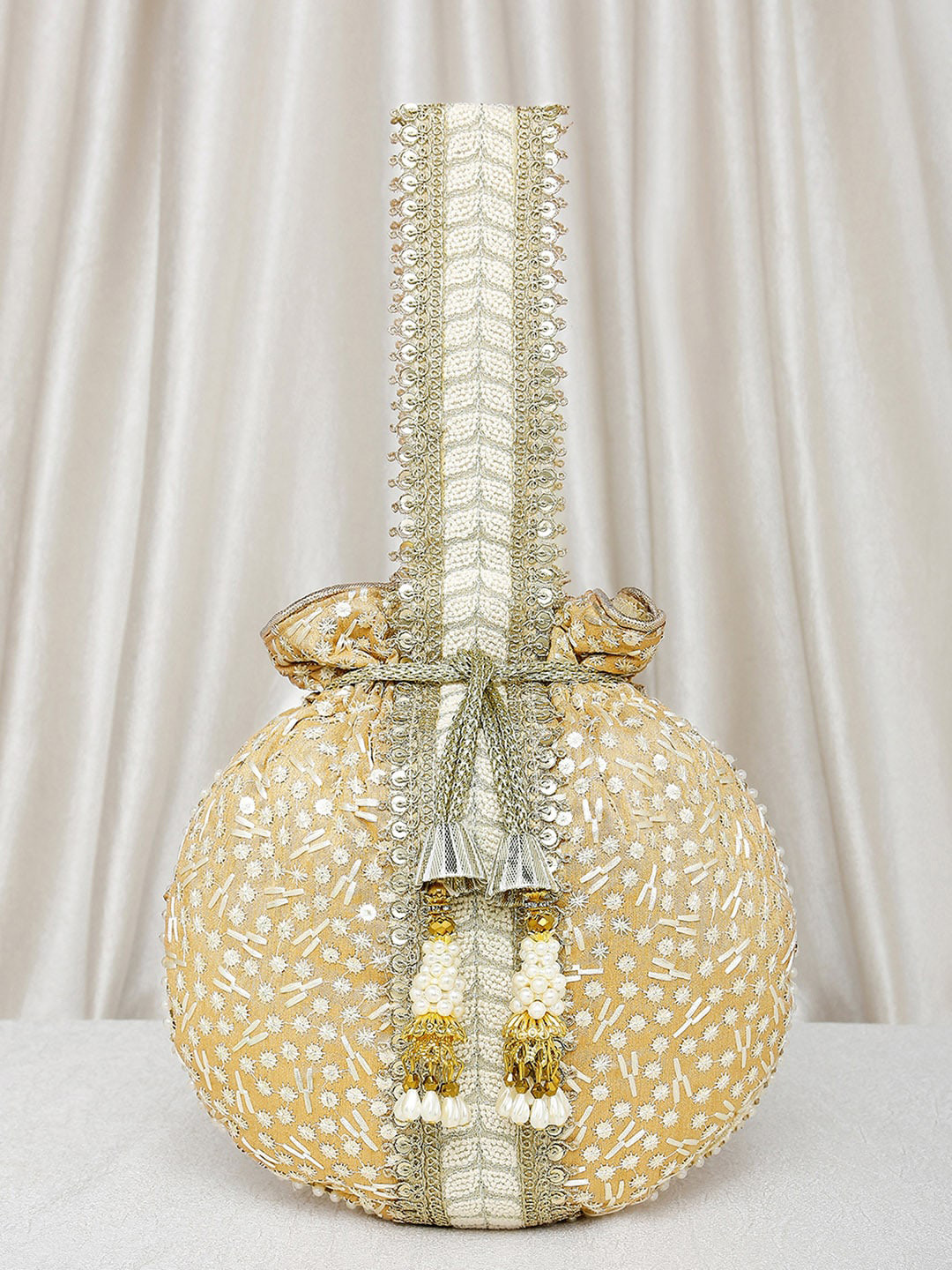 Peora Brown Potli Bags for Women Evening Bag Clutch Ethnic Bride Purse with Drawstring