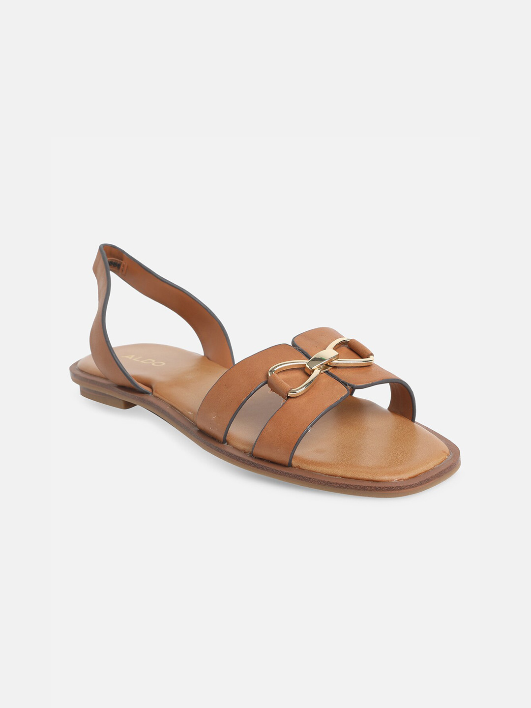 ALDO Women Brown Embellished Open Toe Flats with Bows