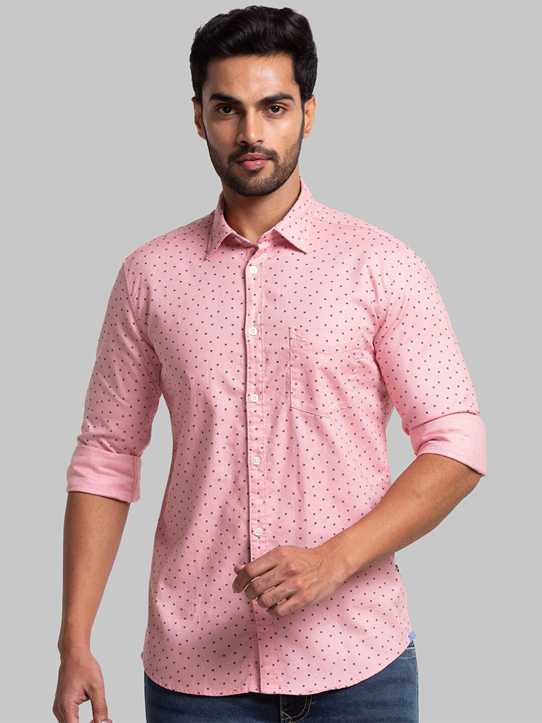 Parx Men Light Red Slim Fit Printed Casual Shirt