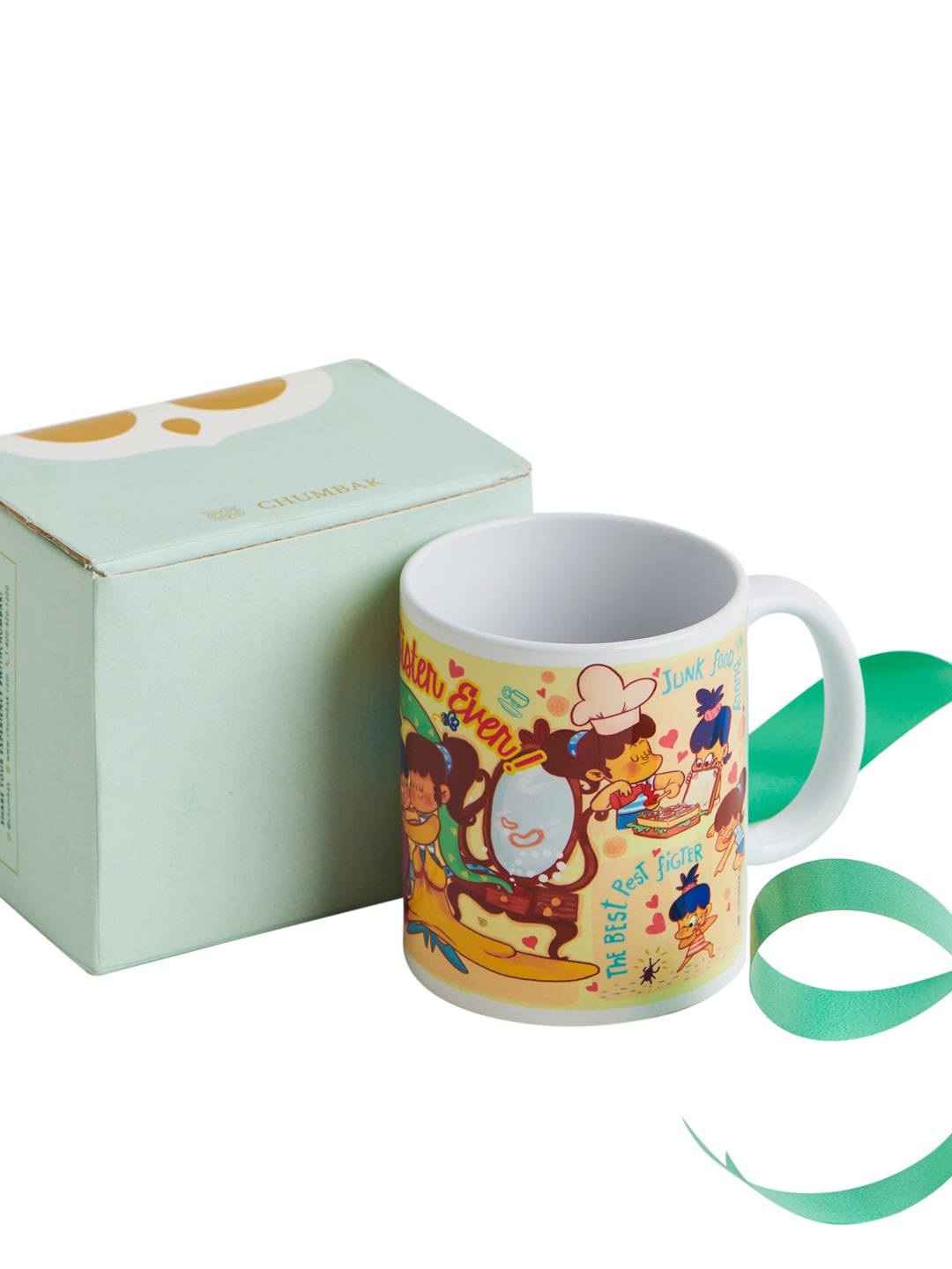 Chumbak White Graphic Ceramic Microwave Safe Mug-300ml