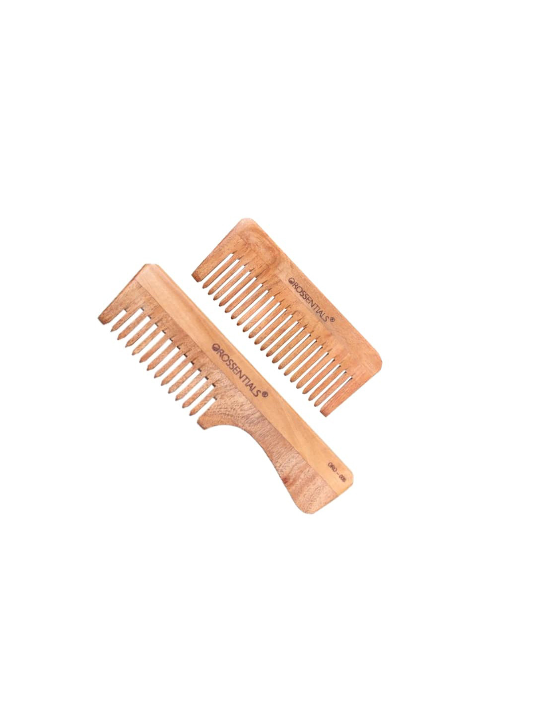 OROSSENTIALS Set Of 2 Handle & Entangle Neem Wooden Combs