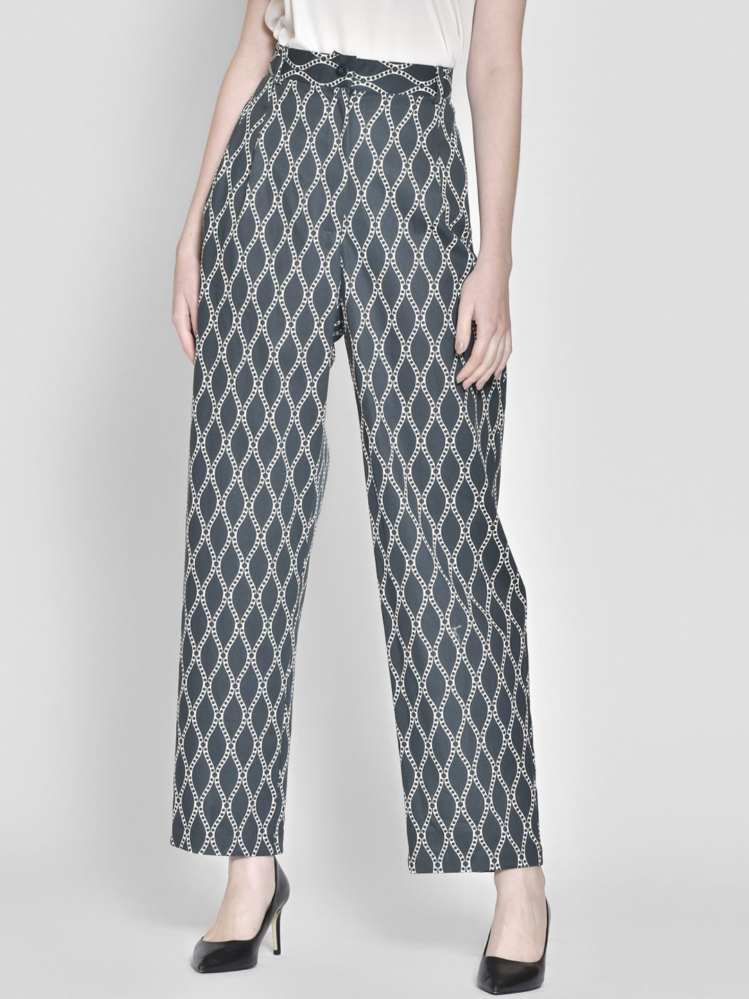 250 DESIGNS Women Blue Ethnic Motifs Easy Wash Trouser