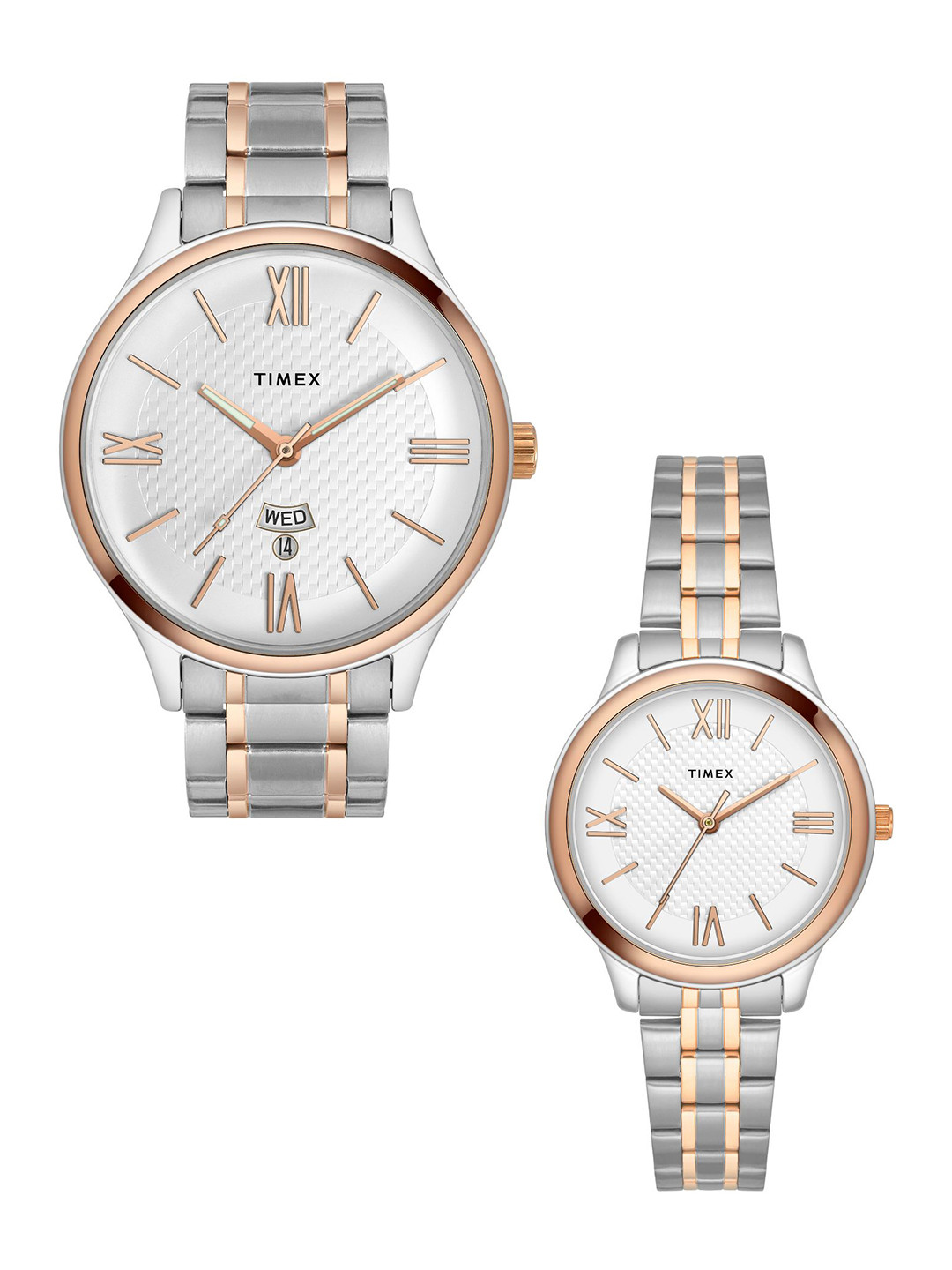 Timex Empera Round 43mm Silver Dial Analog Pair Watch - TW00PR285