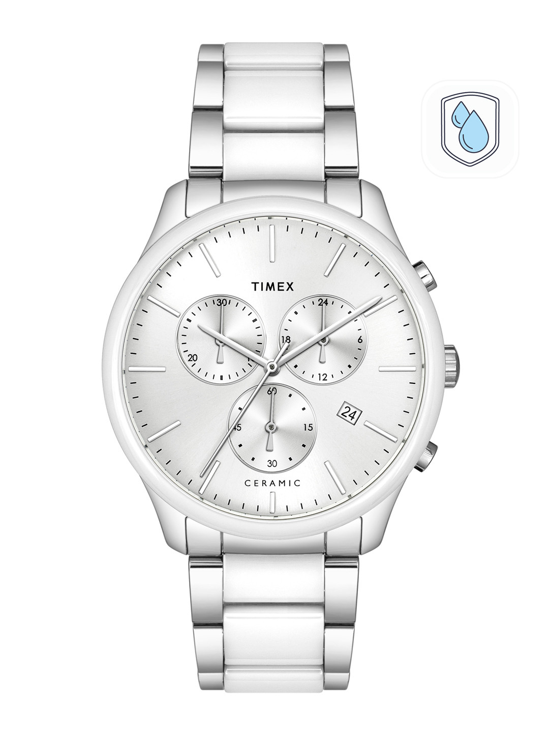 Timex Men Patterned Stainless Steel Bracelet Style Straps Analogue Watch-TWEG21700