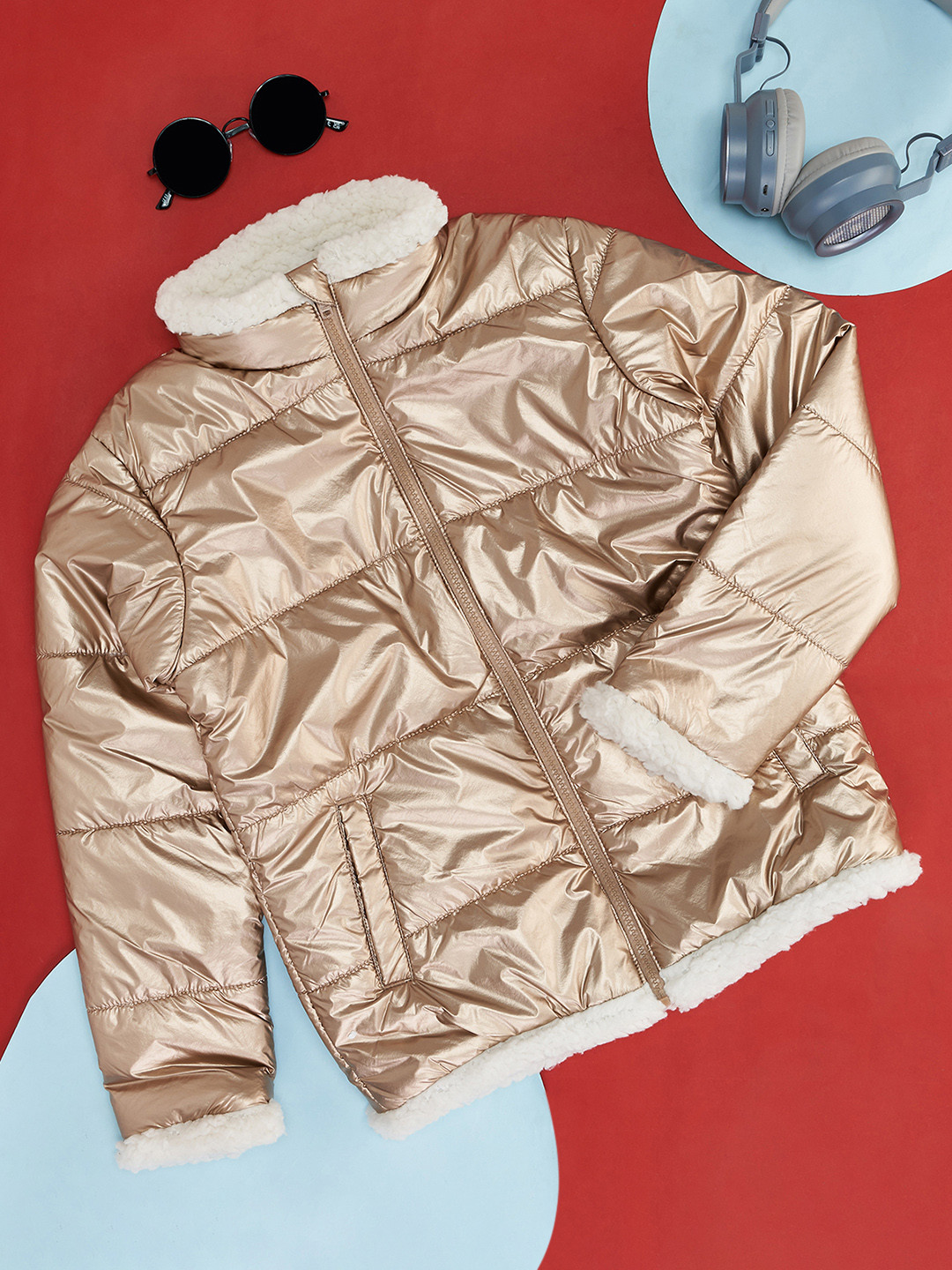 Pantaloons Junior Girls Gold-Toned Printed Sweatshirt