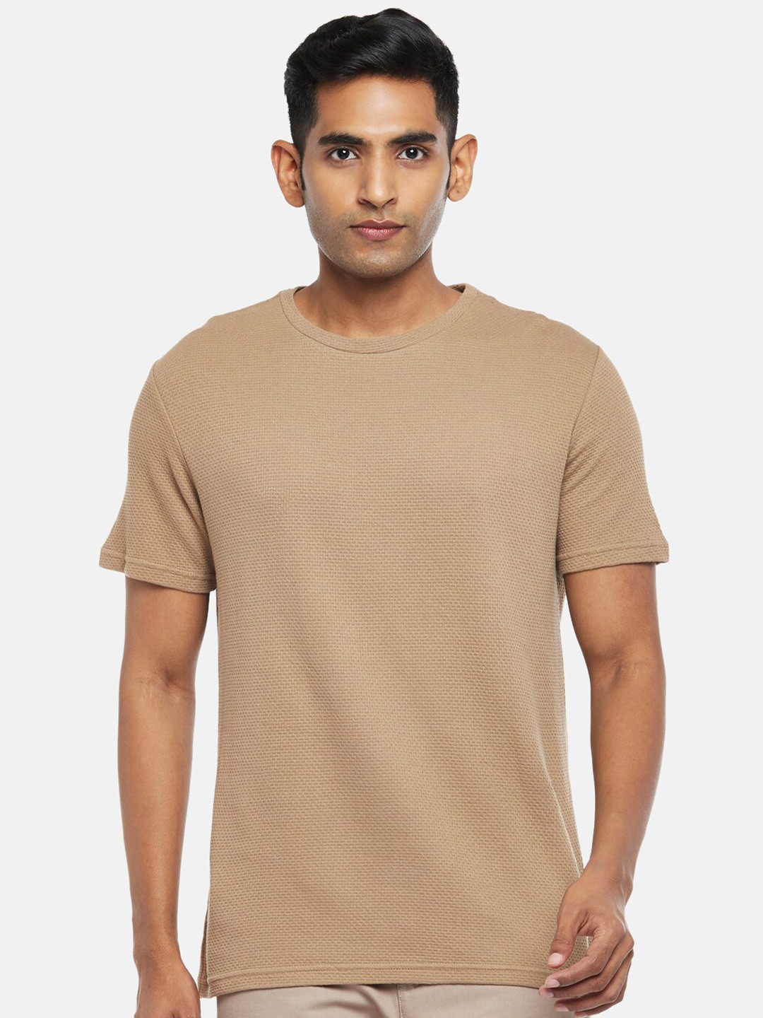 BYFORD by Pantaloons Men Tan Solid T-shirt