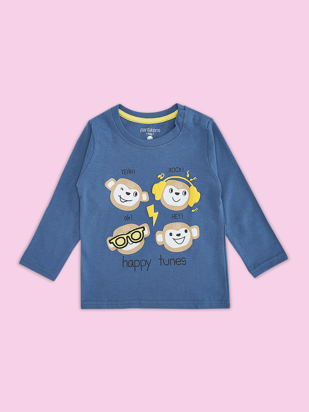 Pantaloons Baby Boys Navy Blue Printed Long Sleeves T-shirt