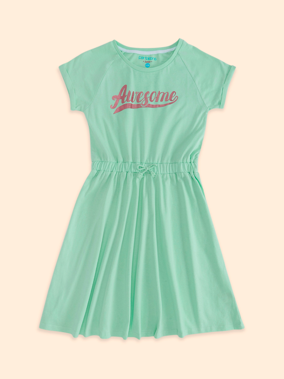 Pantaloons Junior Girls Lime Green Raglan Sleeves Dress