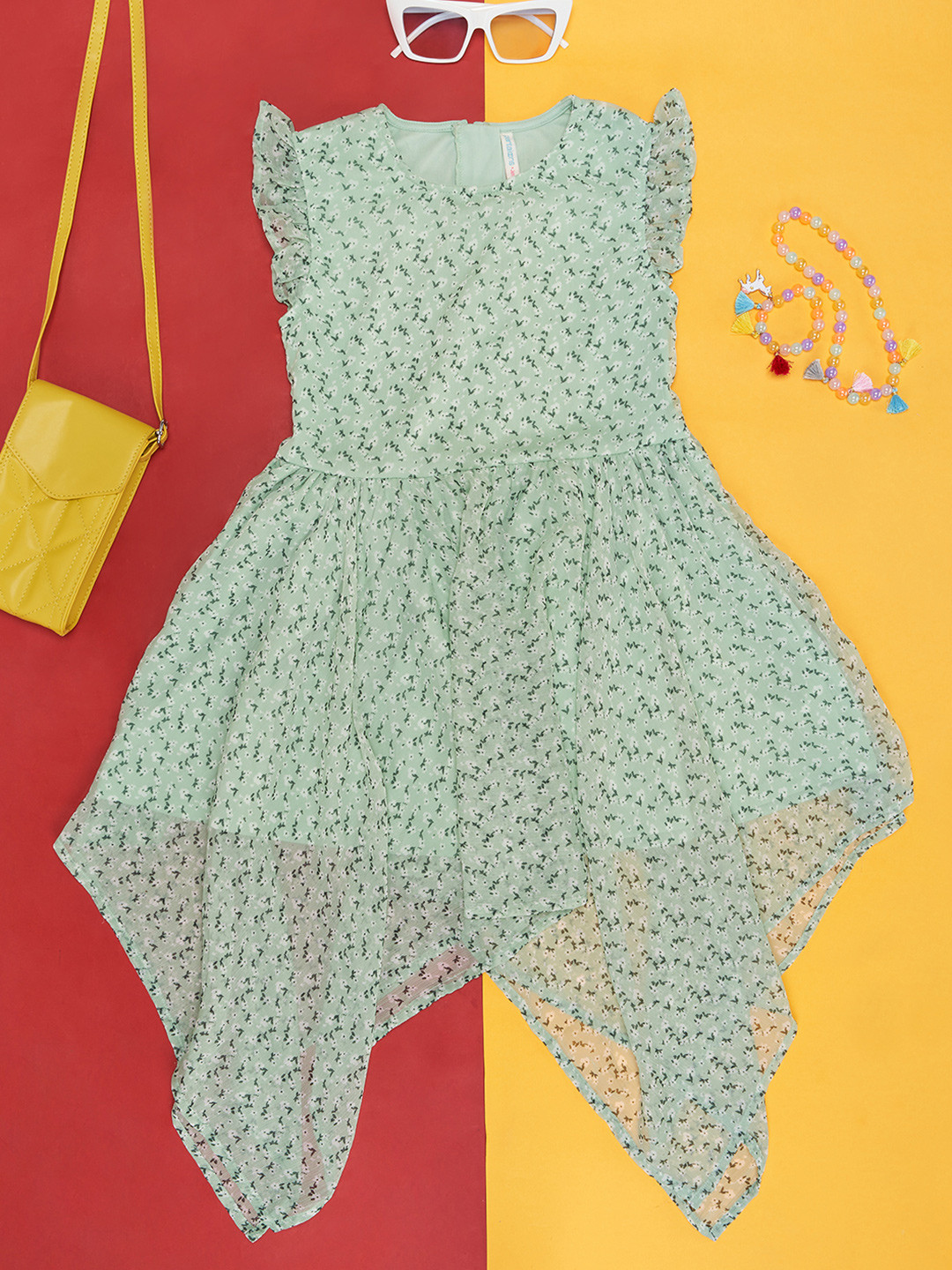 Pantaloons Junior Green Floral Maxi Dress