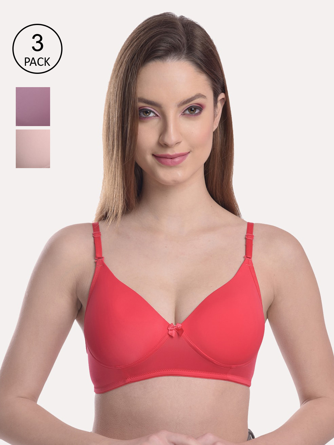 Softskin Women Pack of 3 Padded T-shirt Bra Cindy_30B_3_Dark-Multi