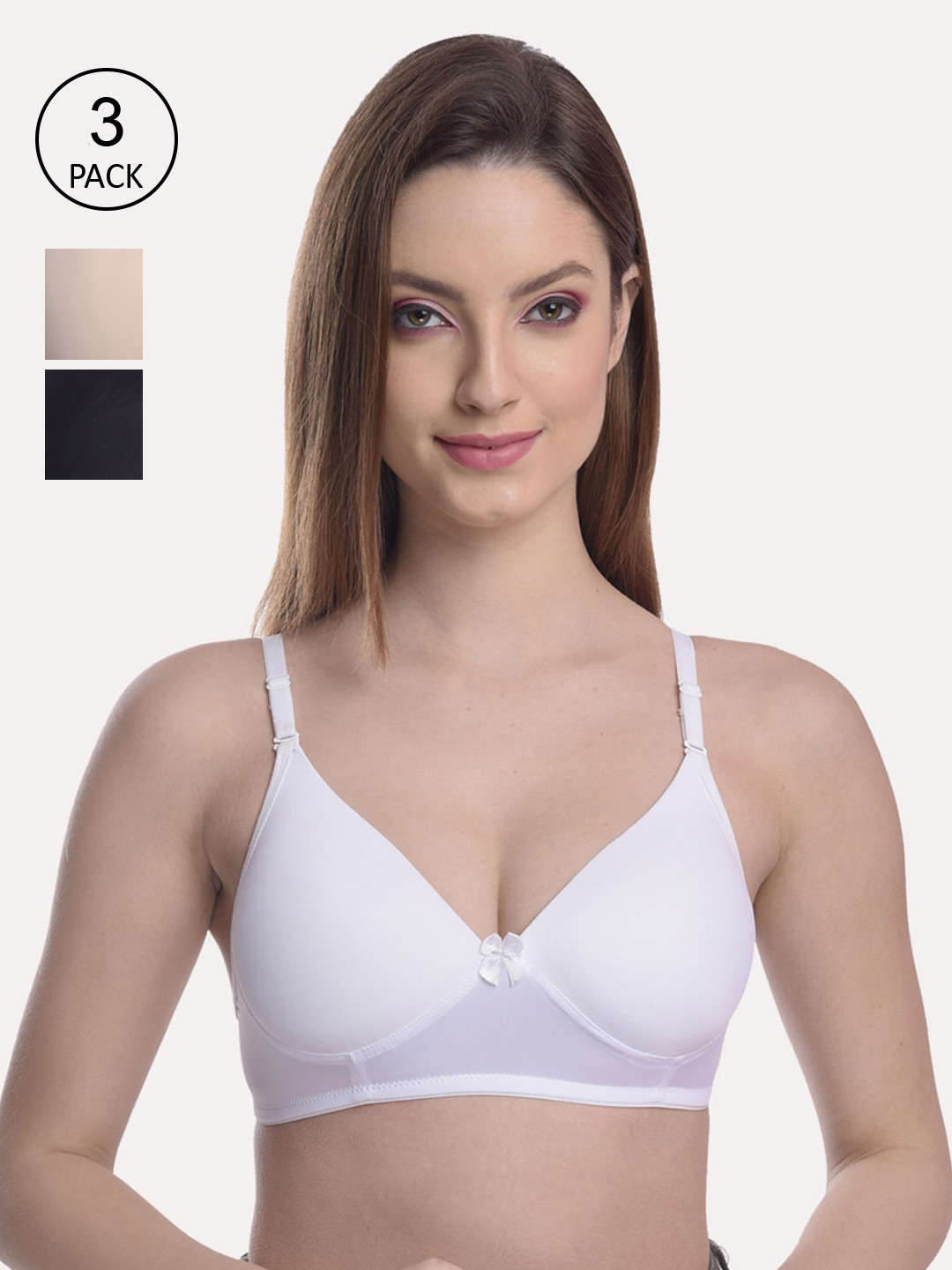 Softskin Women Pack Of 3 Lightly Padded & Non Wired Seamless Bra-Cindy_30B_3_light-Multi