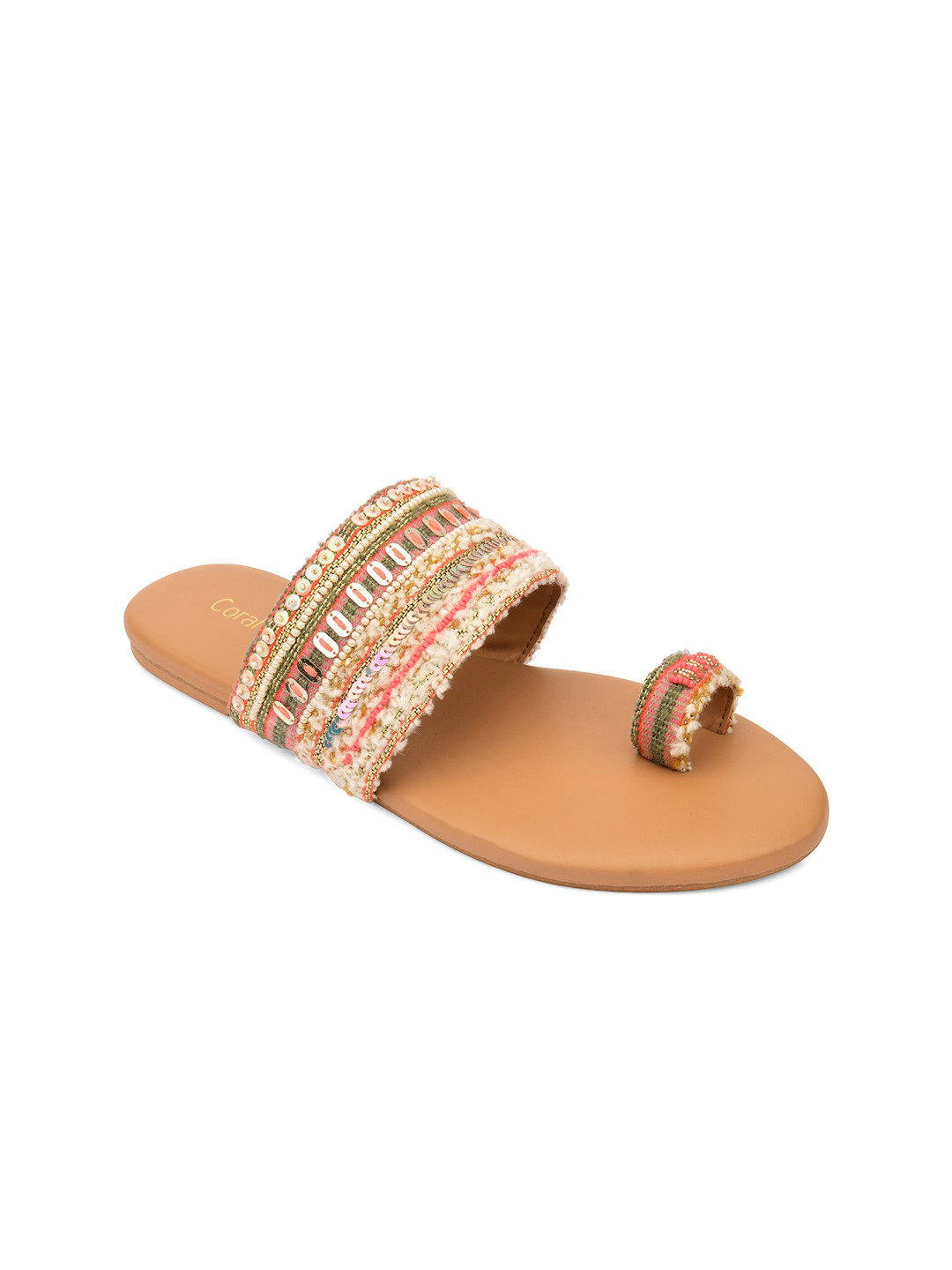 Coral Haze Women Tan Ethnic One Toe Flats
