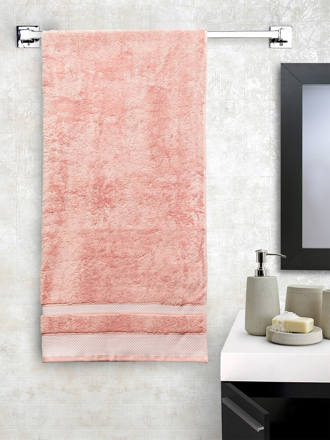 SPACES Coral-Coloured Solid 600 GSM Pure Cotton Bath Towel