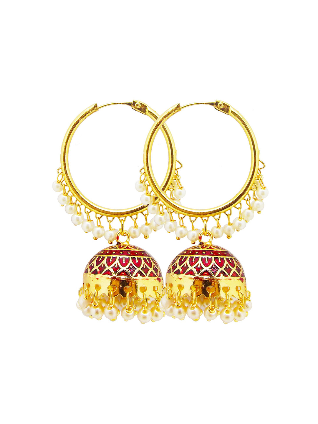 FEMMIBELLA Maroon Circular Jhumkas Earrings