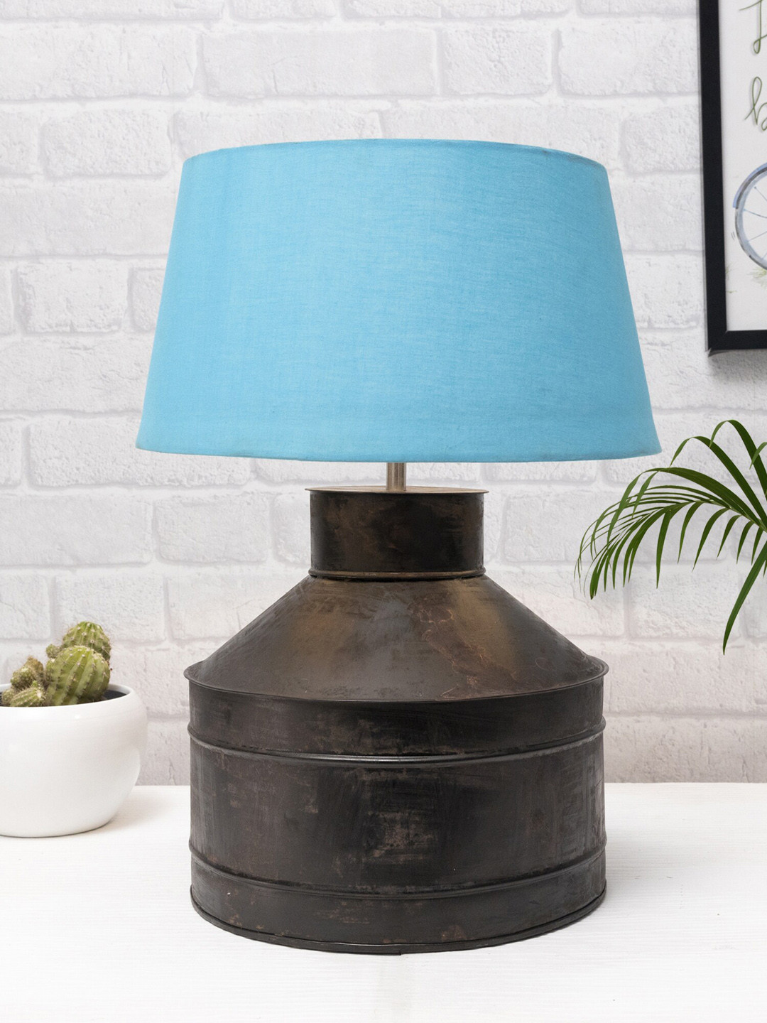 Homesake Grey & Blue Textured Table Lamps With Shade