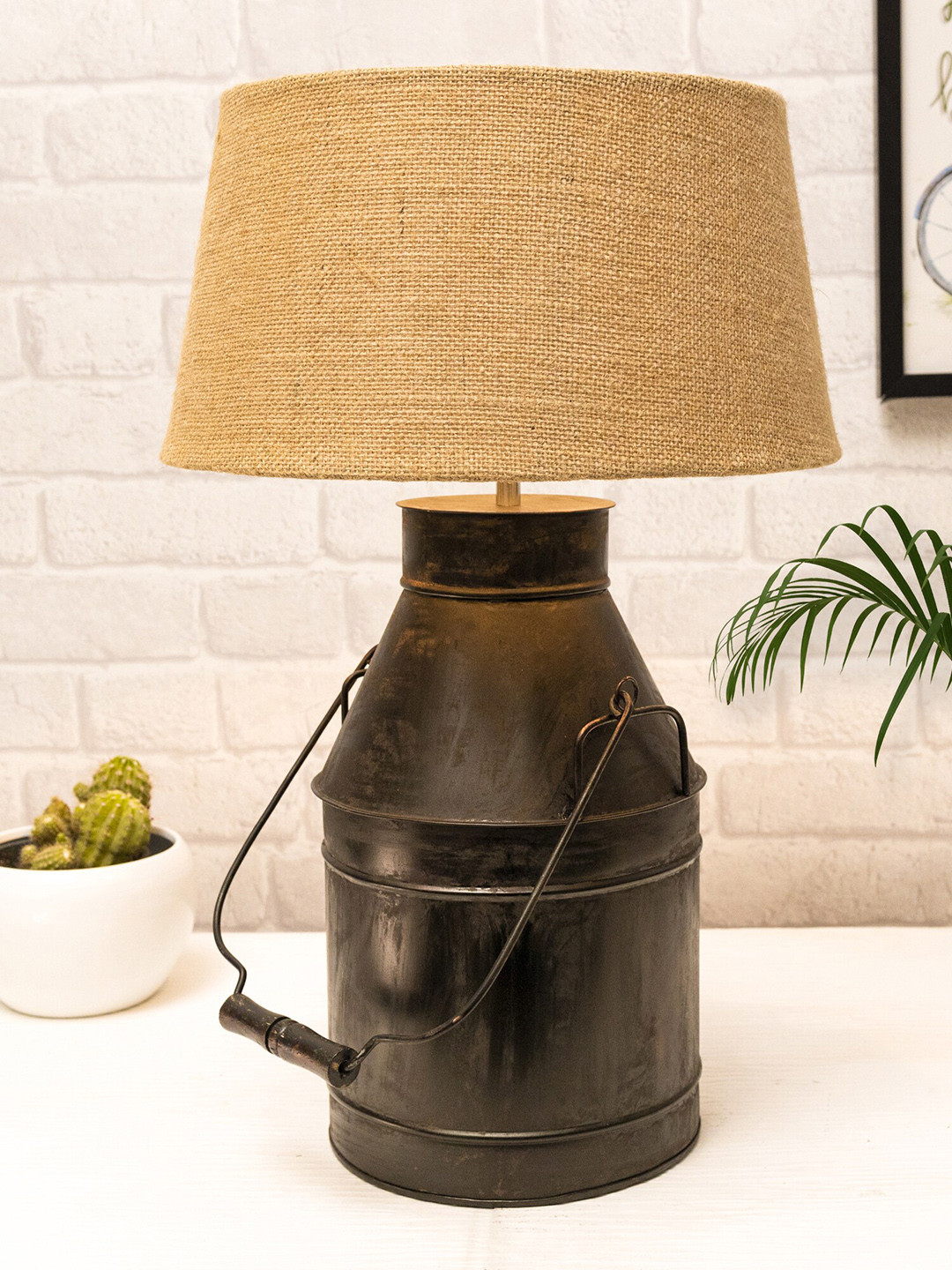 Homesake Grey & Beige Textured Table Lamps With Shade
