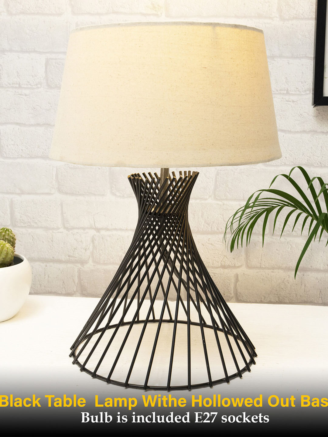 Homesake Black Solid Khadi Shade  Table Lamps