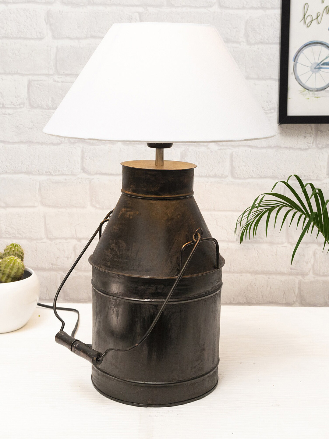 Homesake White & Grey Solid Bell Shade Table Lamps