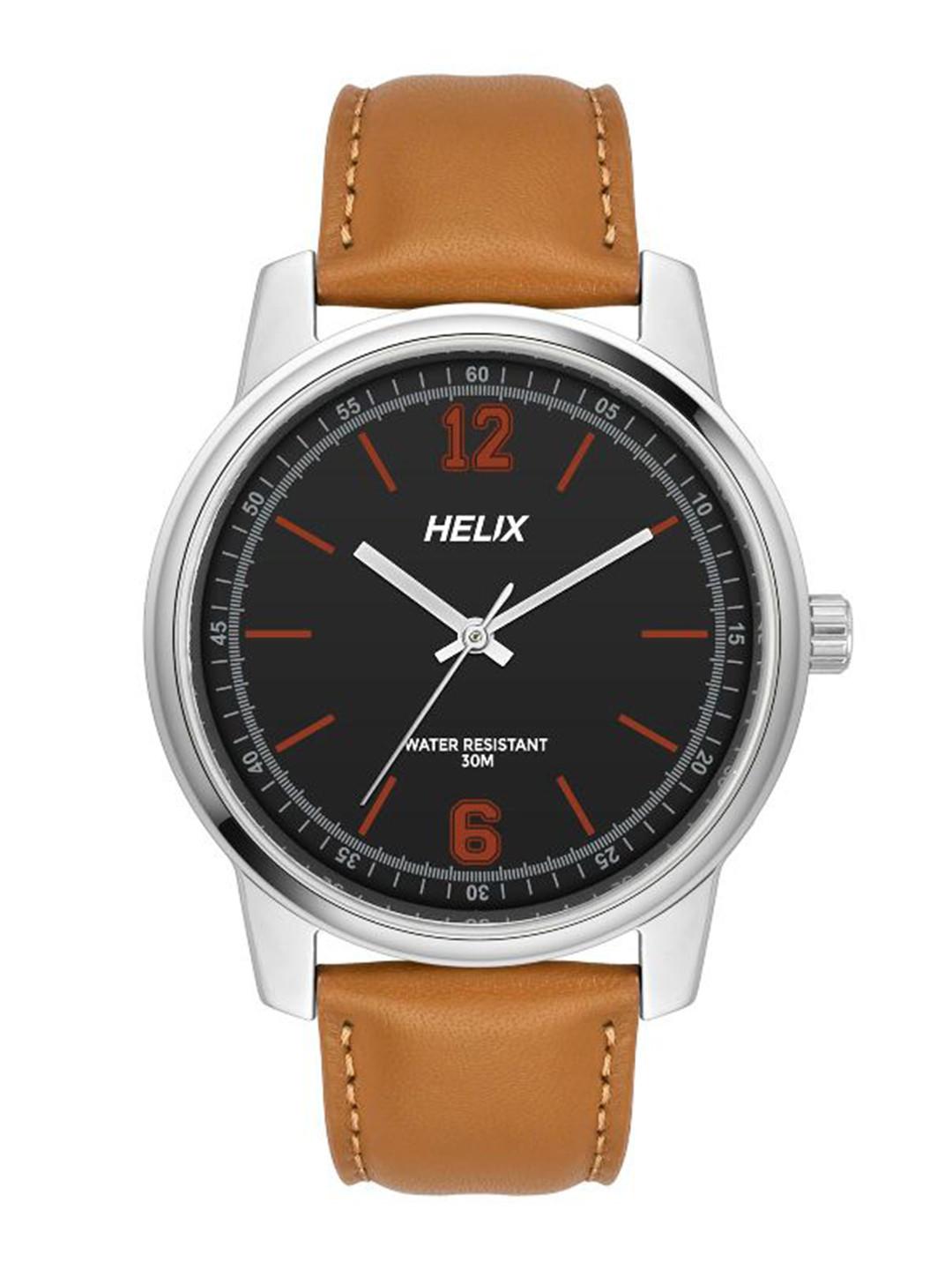 Helix By Timex Black Round Dial Analog Leather Men Watch - TW046HG00