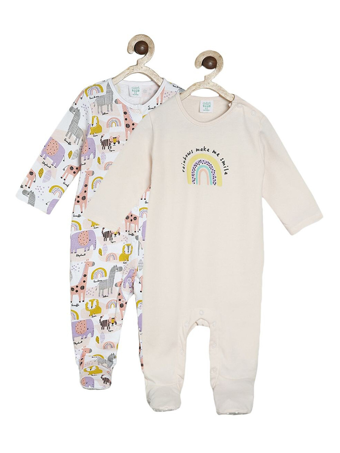 MINI KLUB Infant Pack Of 2 Pure Cotton Sleepsuits
