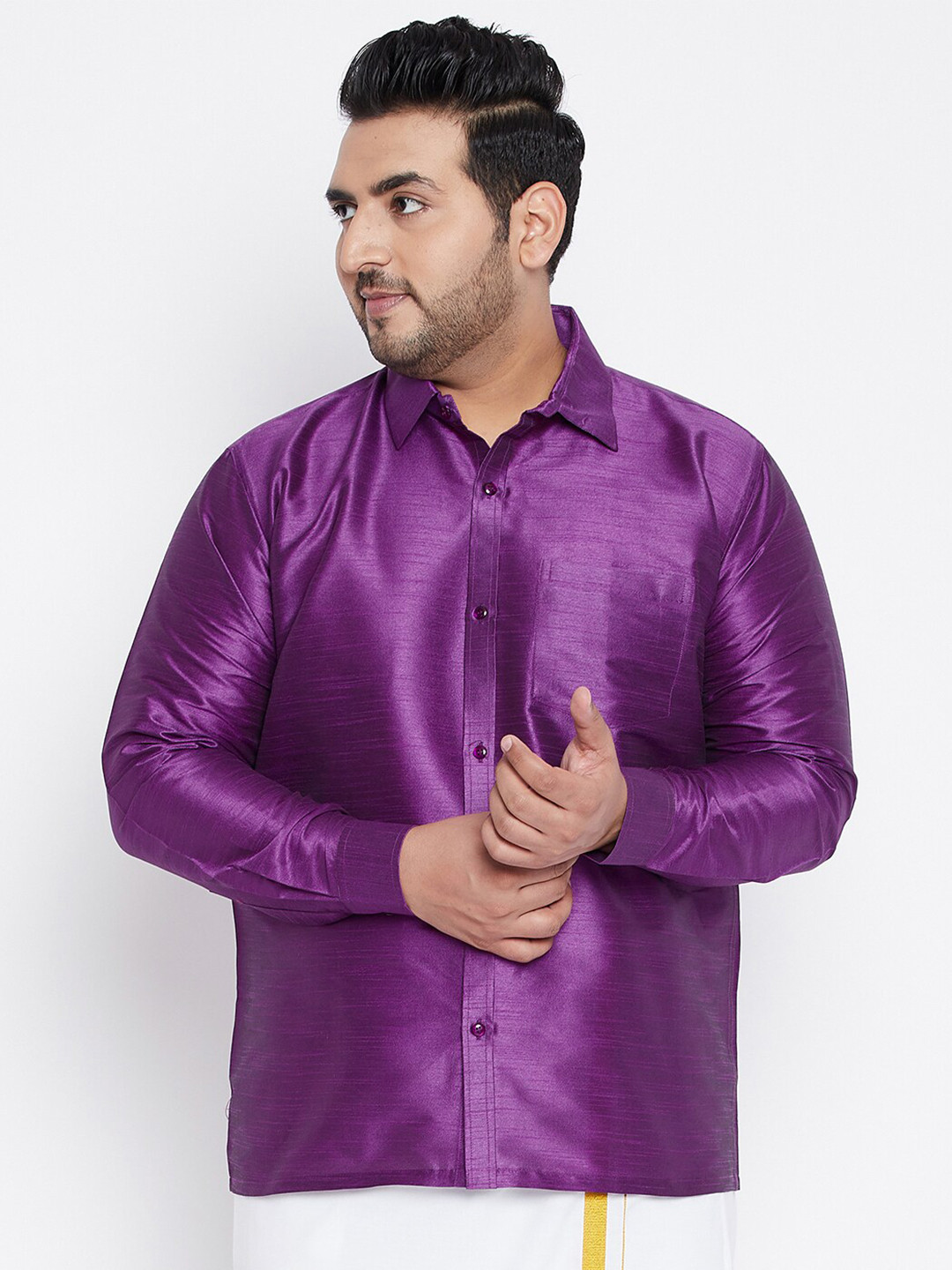 VASTRAMAY Men Plus size Purple Premium Casual Shirt