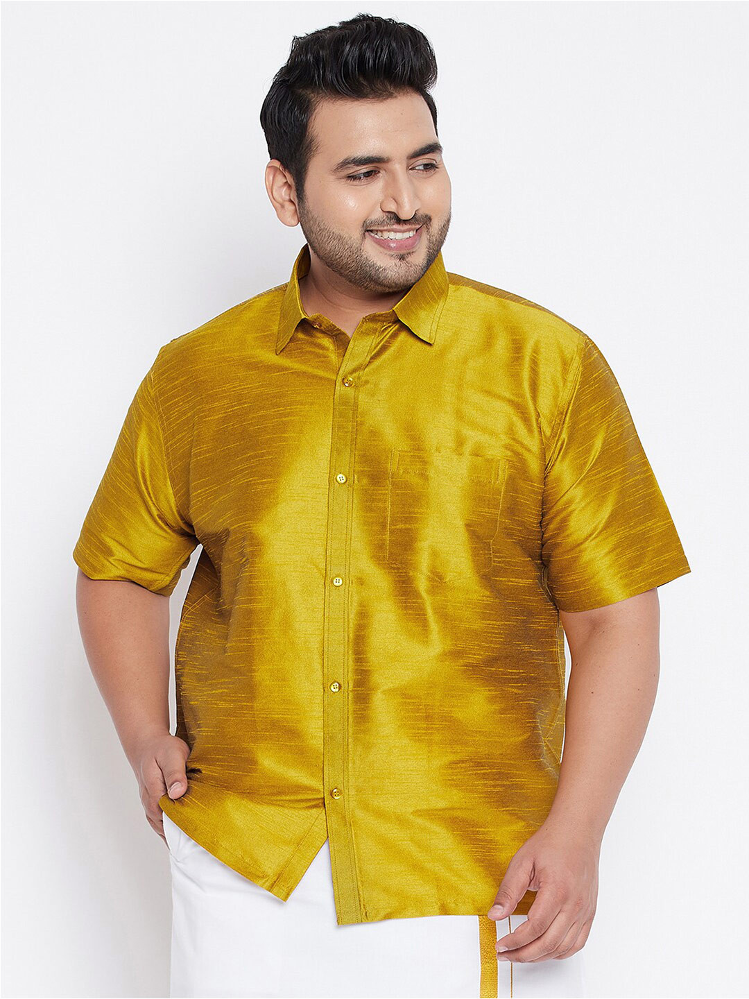 VASTRAMAY Men Mustard Premium  Shirt