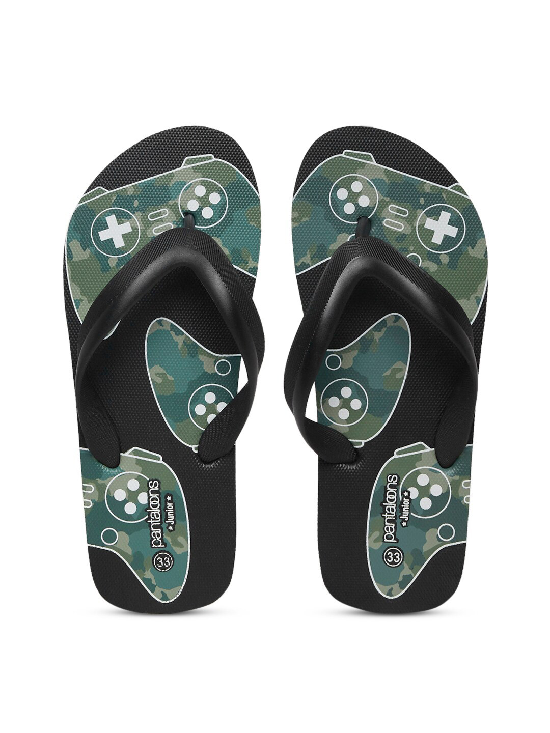 Pantaloons Junior Boys Black & White Printed Room Slippers