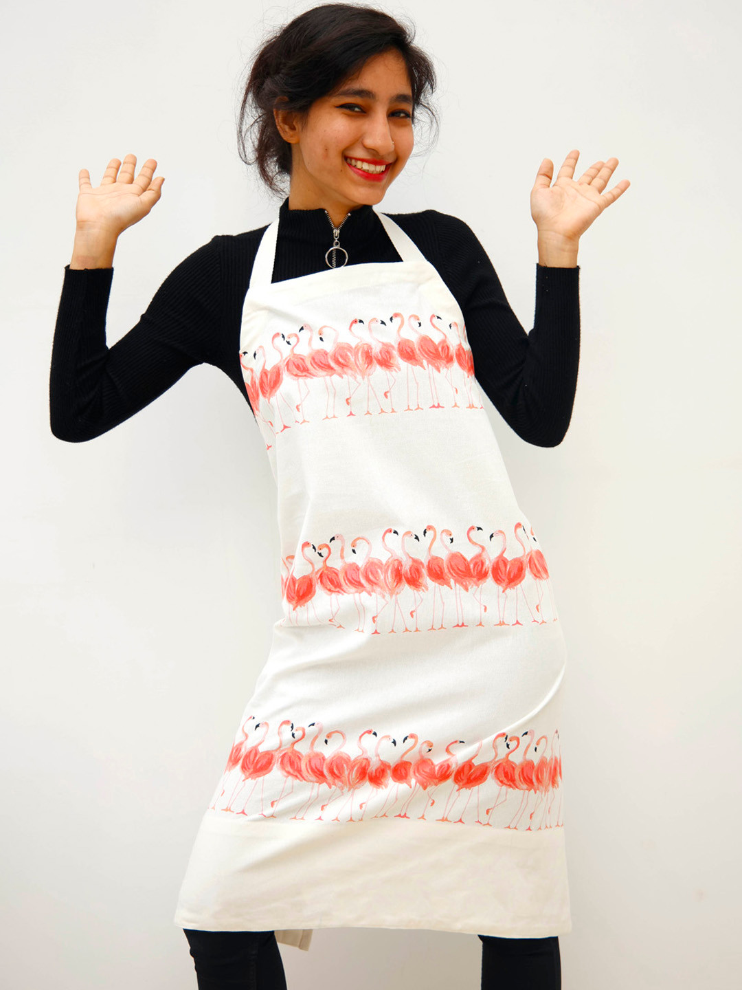 Ariana White & Red Printed Pure Cotton Apron