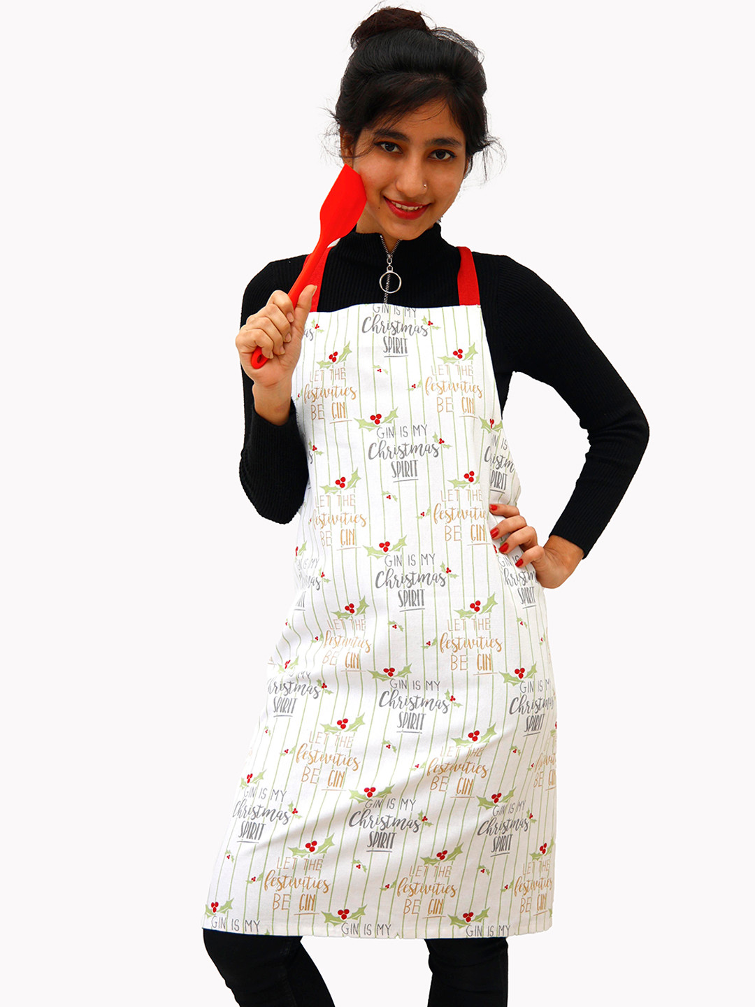 Ariana White Floral Printed Pure Cotton Aprons