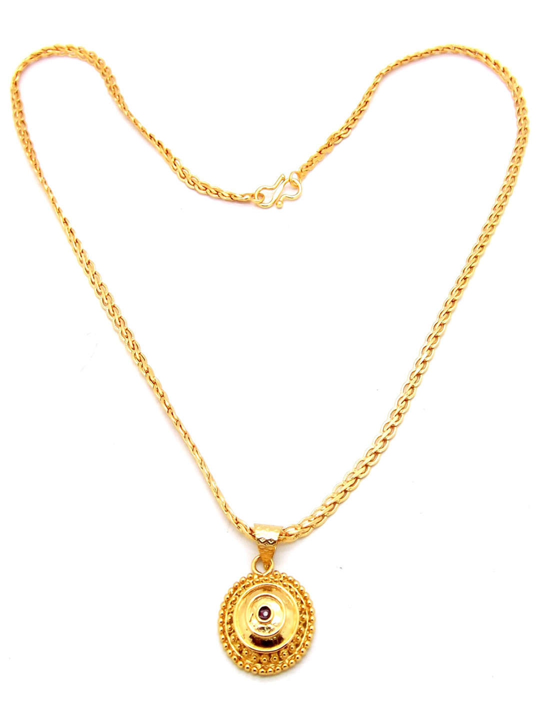 FEMMIBELLA Gold-Plated Brown Stone Studded Meenakari Pendant