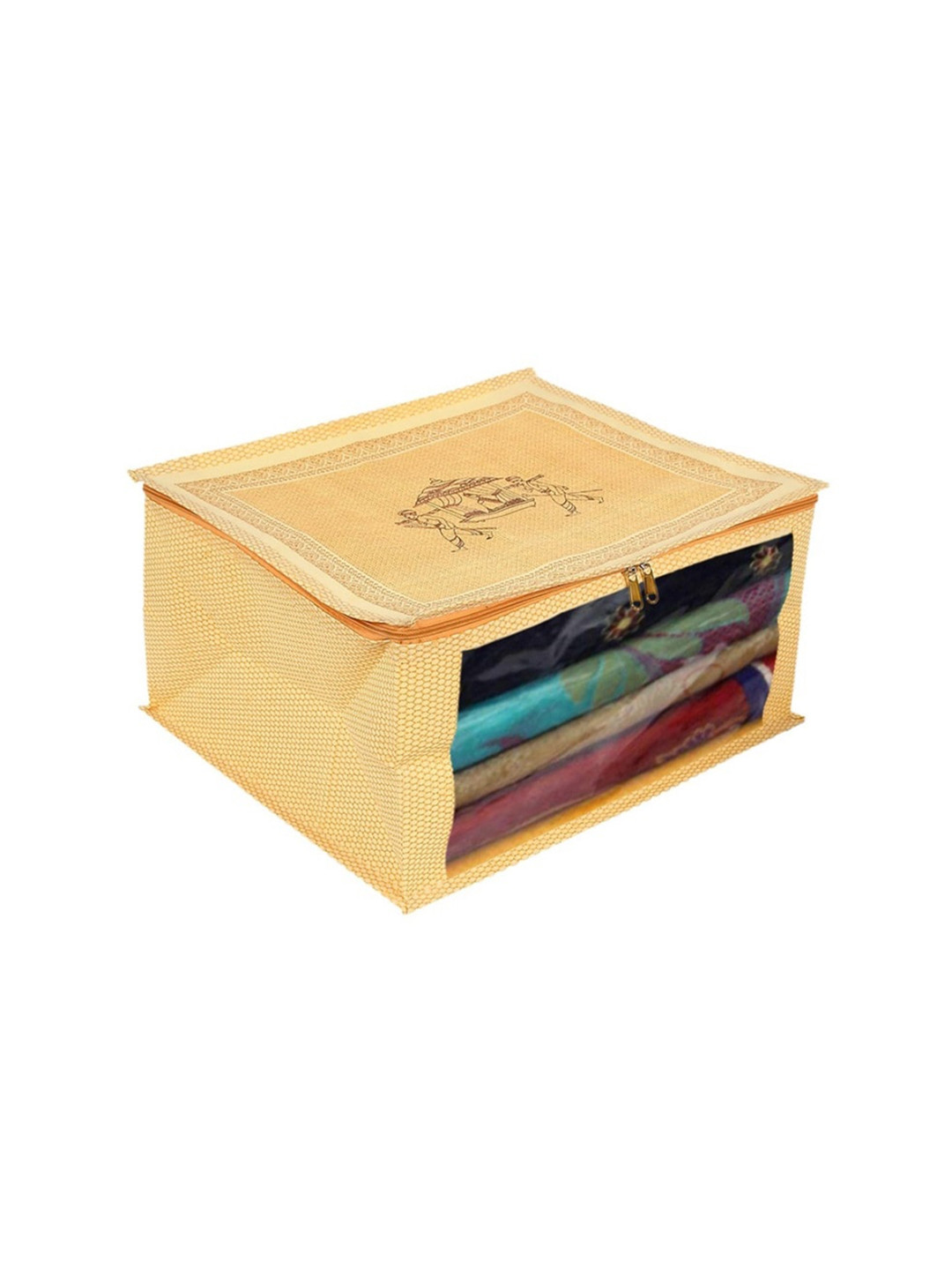Home Fresh Set of 2 Gold Printed Saree Organizers