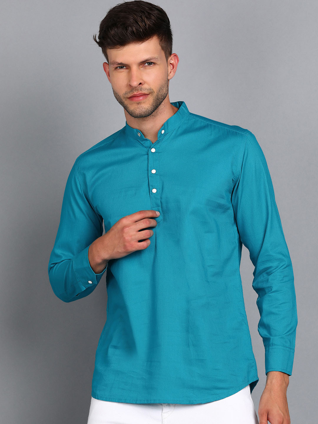 A-Okay Men Sea Green Cotton Kurta