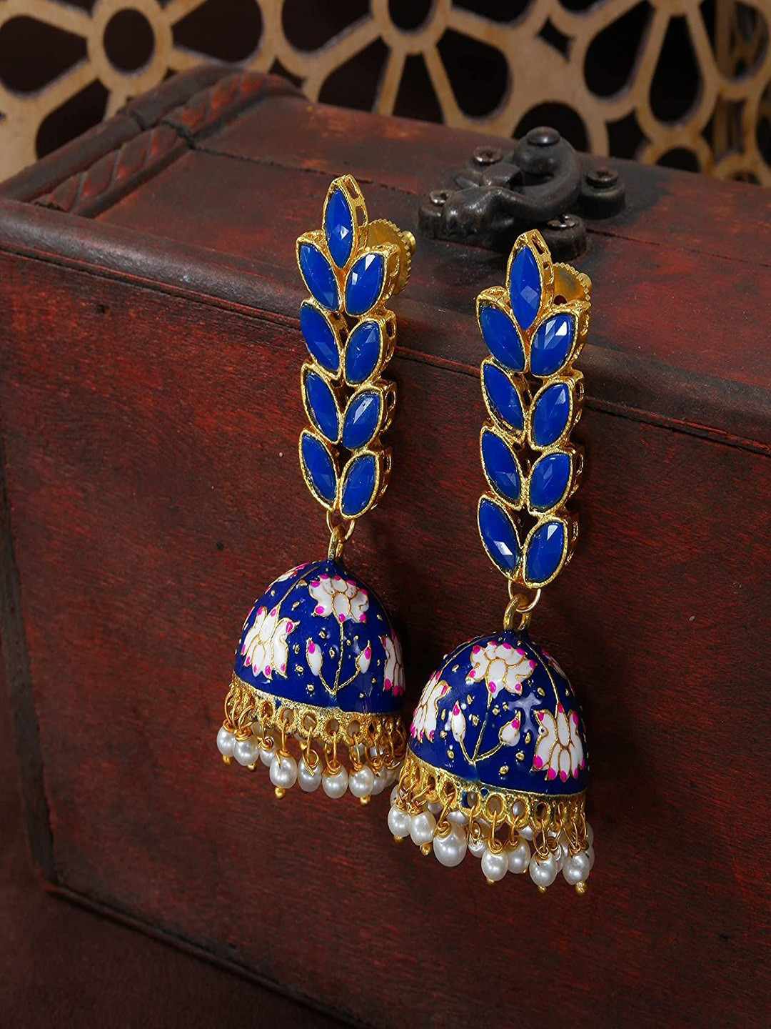 I Jewels Blue Classic Jhumkas Earrings
