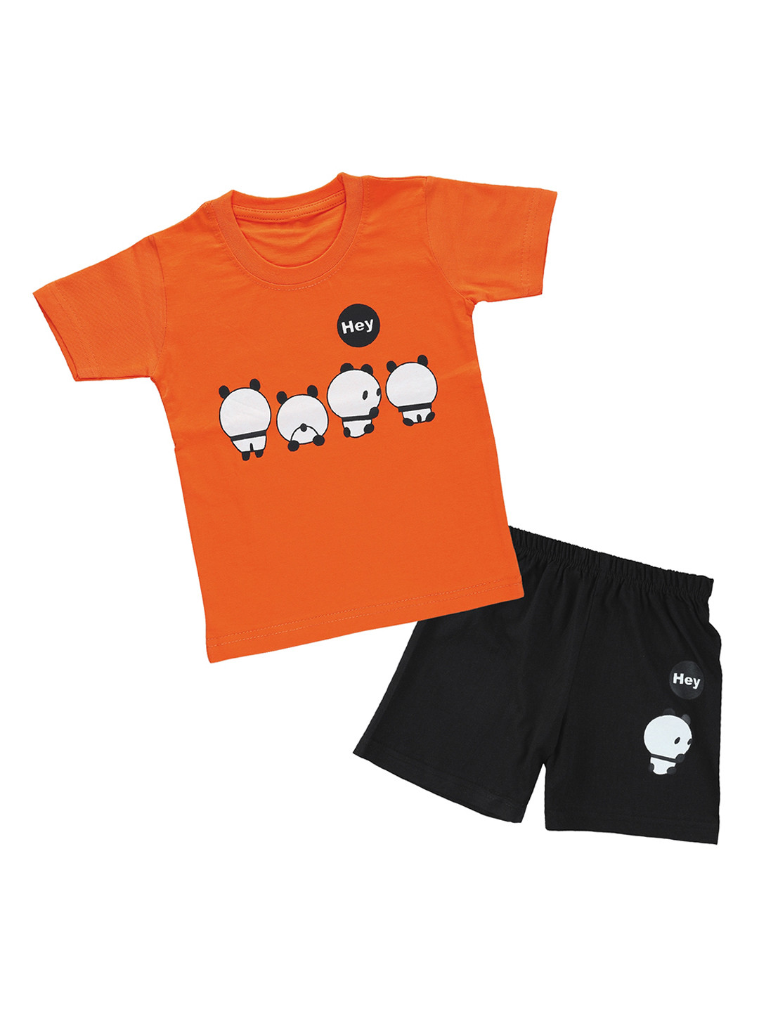 CATCUB Unisex Kids Orange & Black Printed T-shirt with Shorts