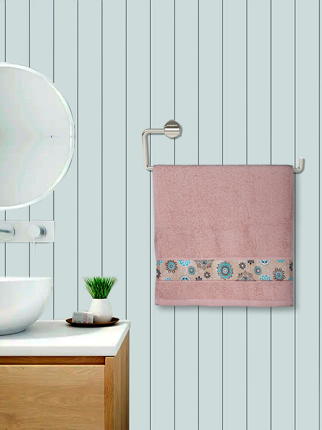 RANGOLI Pack Of 2 Light Beige Solid Hand Towel Set