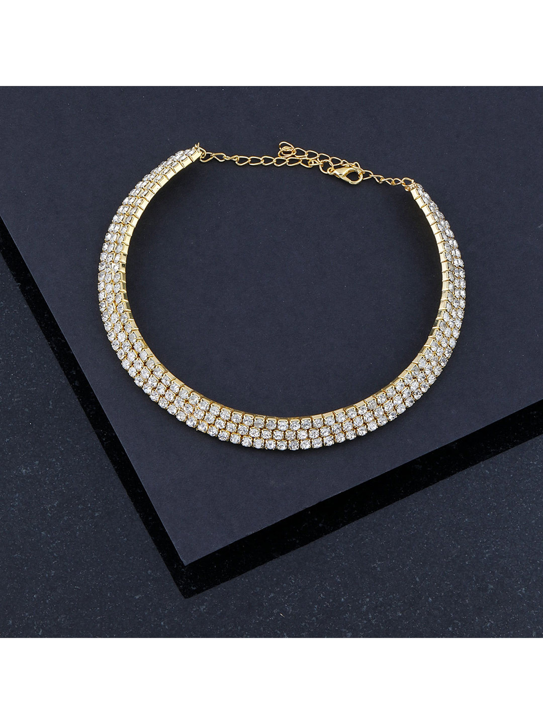 Silver Shine Gold-Toned Choker Necklace