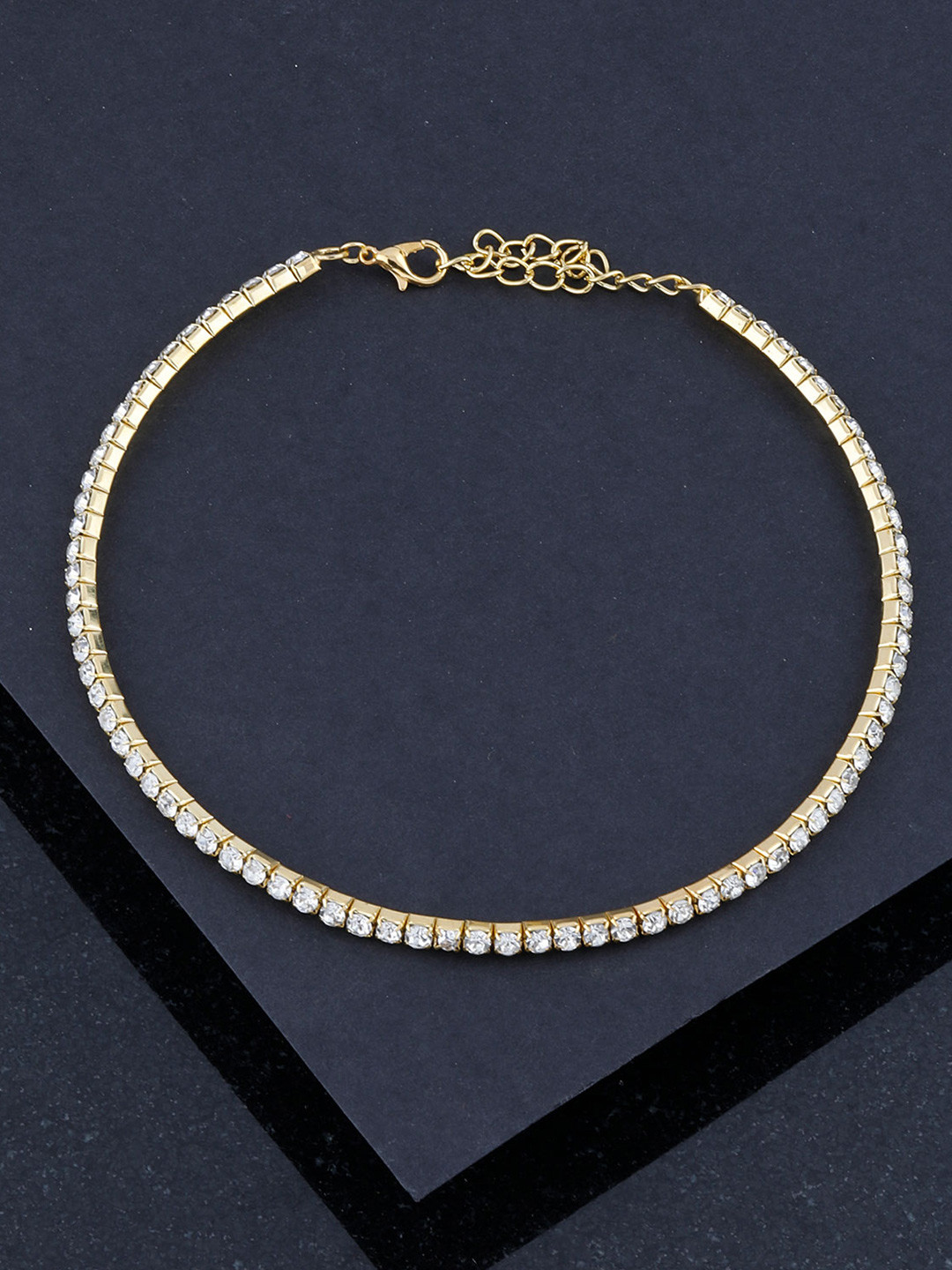 Silver Shine Women Gold-Toned & White Choker Necklace
